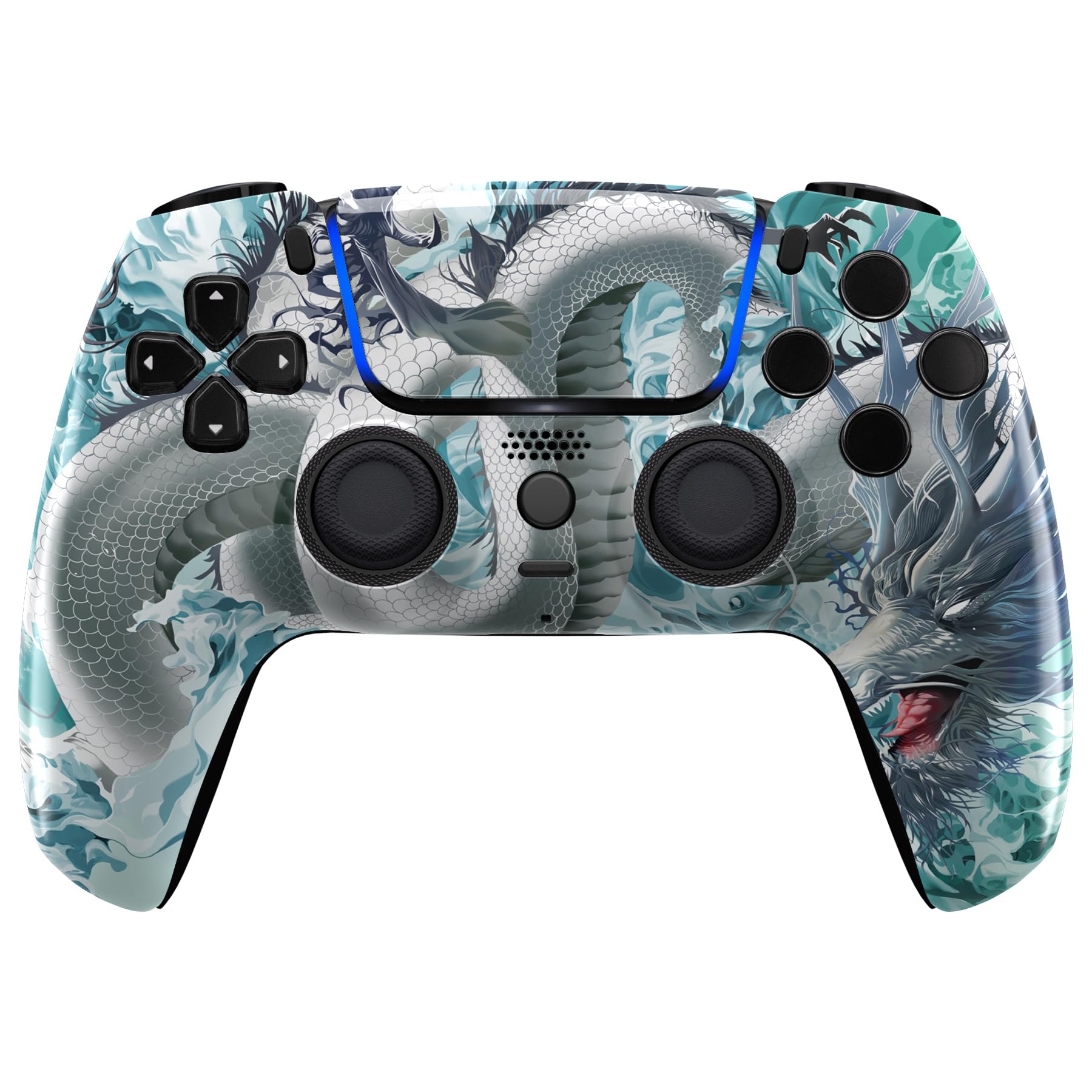 eXtremeRate Luna Cover Ricambio per ps5 Controller,Custodia Copertura Frontale Scocca Shell Ridisegnato&Touchpad&Anelli Compatibile con ps5 Joystick BDM 010/020/030/040/050-Loong nelle Nuvole
