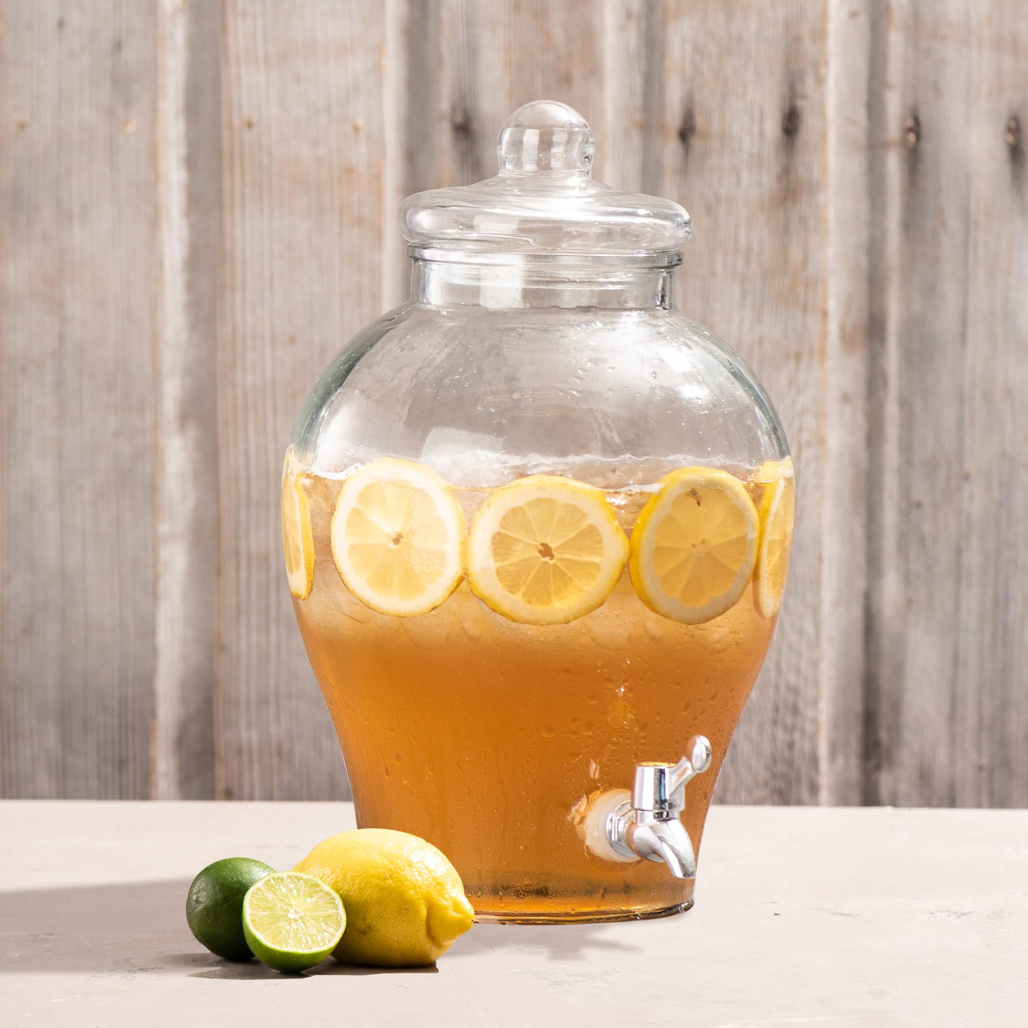 Style Setter Beverage Dispenser, 1.6 Gallon Large Countertop Glass Drink Dispenser w/Spigot, Party Drink Dispenser for Sweet Tea Lemonade Punch Water, Juice Dispensers for Parties