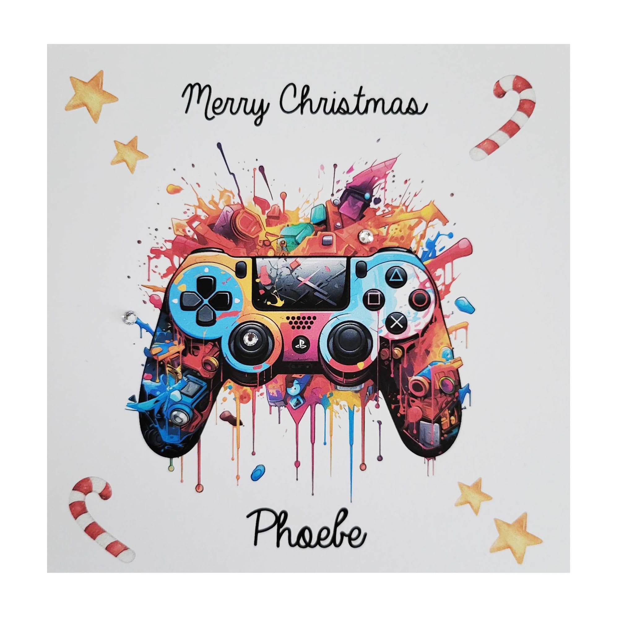 PERSONALISED PLAYSTATION HAPPY CHRISTMAS GAMING CARD - HANDMADE - PS4, PS5 Computer Game fan Christmas card. Xmas Greeting Card. Merry Christmas Childrens Boys Girls Card. FREE POSTAGE