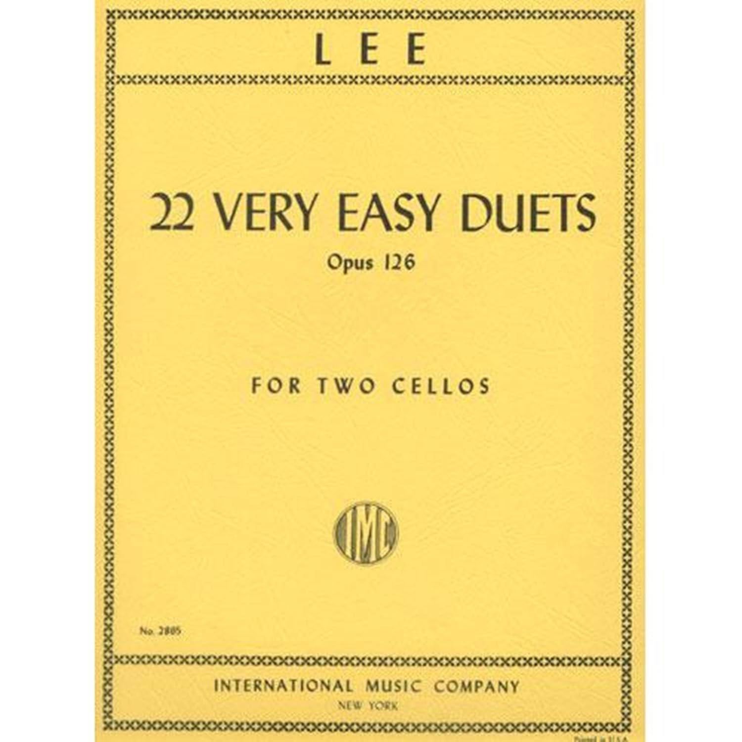Lee, Sebastian - 22 Very Easy Duets, Op 126 - Two Cellos - International Music Co      Paperback