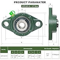 Vista 2 de UCFL201-8 - Paquete de 2 rodamientos de bloque de almohada montados en brida, rodamientos de acero con orificio de 1/2 pulgada, autoalineación