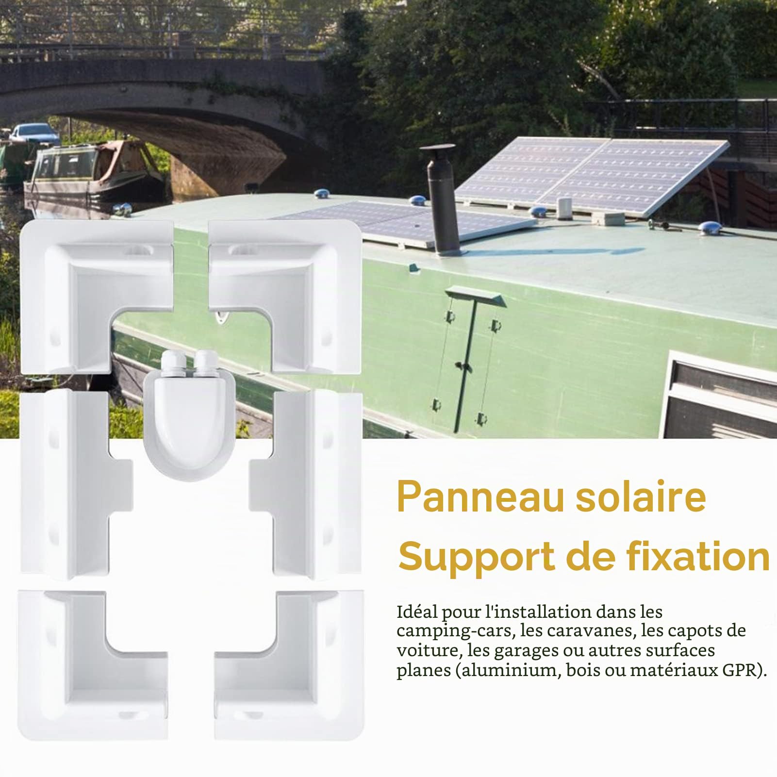 Lot de 7 supports de montage pour panneau solaire en ABS-Sans perçage-Largement utilisés sur les toits de camping-car,caravanes,véhicules,camping-cars,abris de jardin,garages,bateaux (blanc)