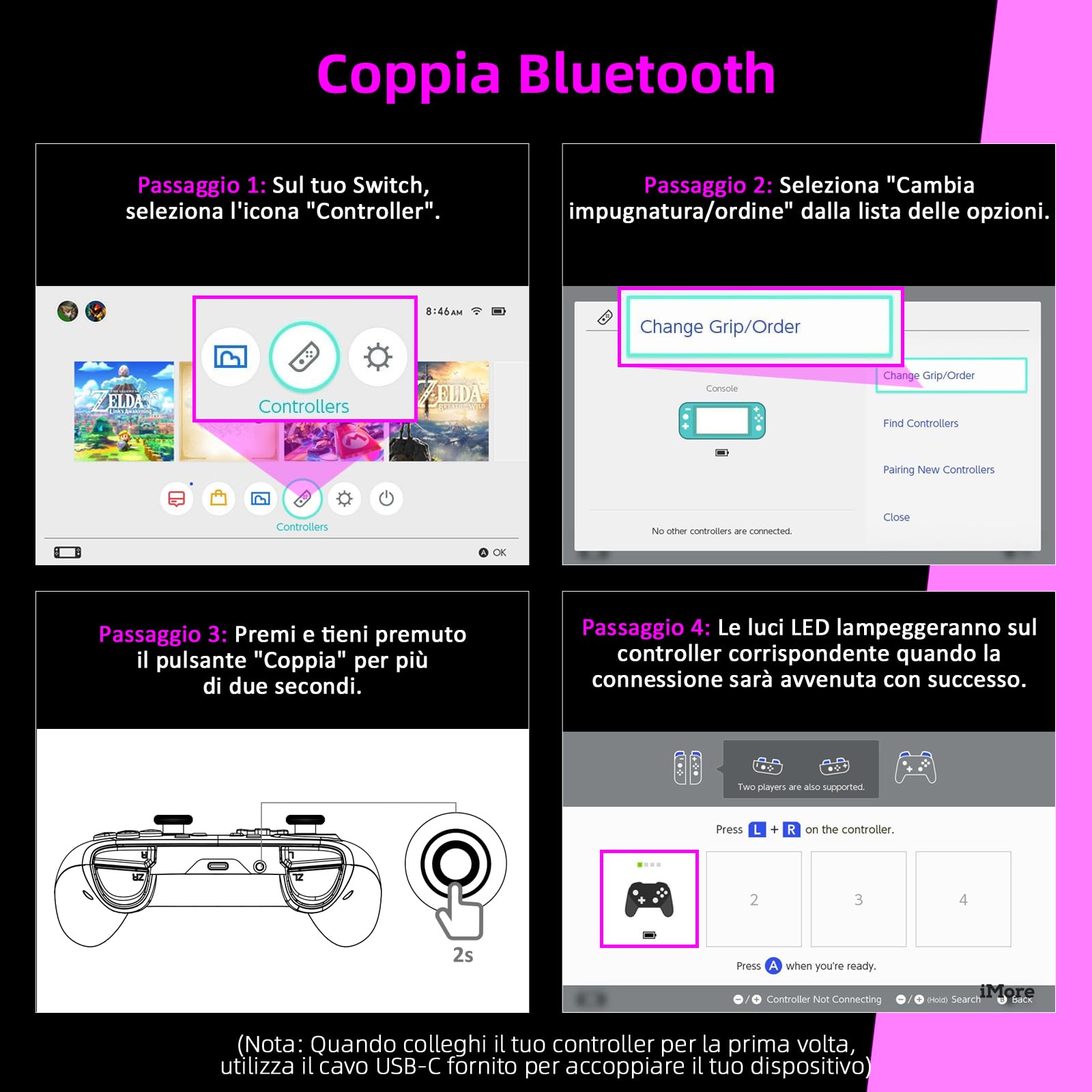 NexiGo Controller Senza Fili per Switch/Switch Lite/OLED, Controller Bluetooth per Nintendo Switch con Vibrazione, Movimento, Turbo e Luce LED (Cosmic Nebula)