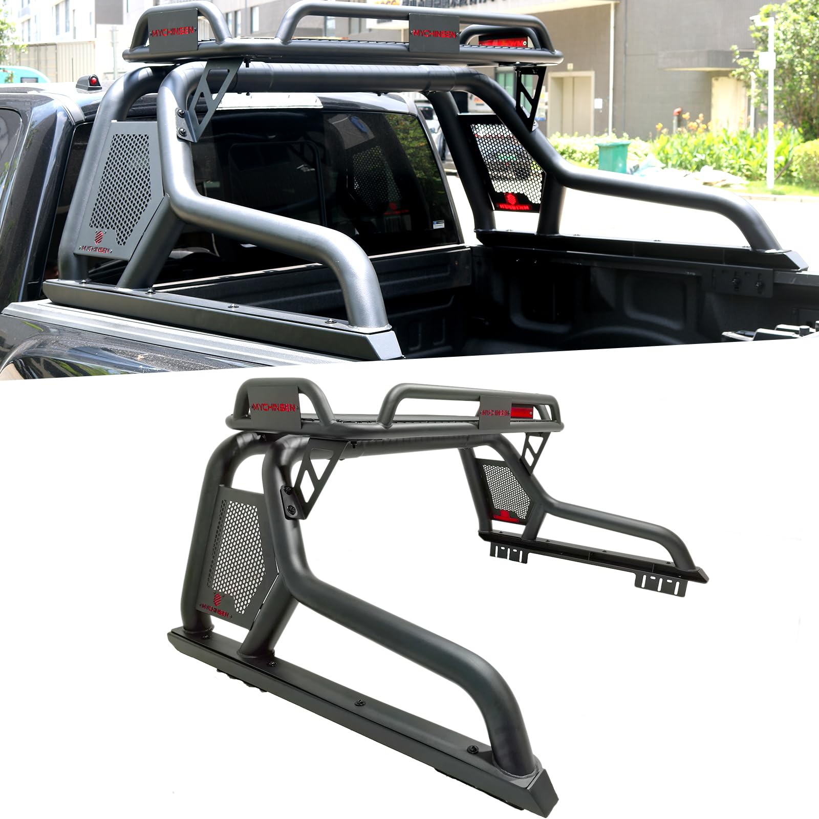 Roll Bar with Cargo Basket for Full Size Trucks, Black