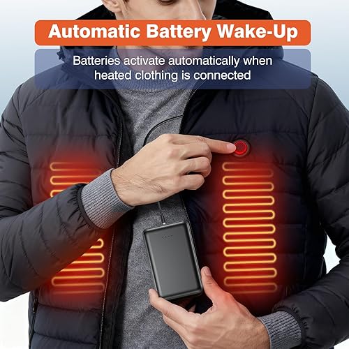 Miniatura 6 de Chaleco térmico de 20000 mAh, 7.4 V, 5 V, batería para ORORO, batería recargable Venustas para chalecos calefactables, chaquetas con capucha,