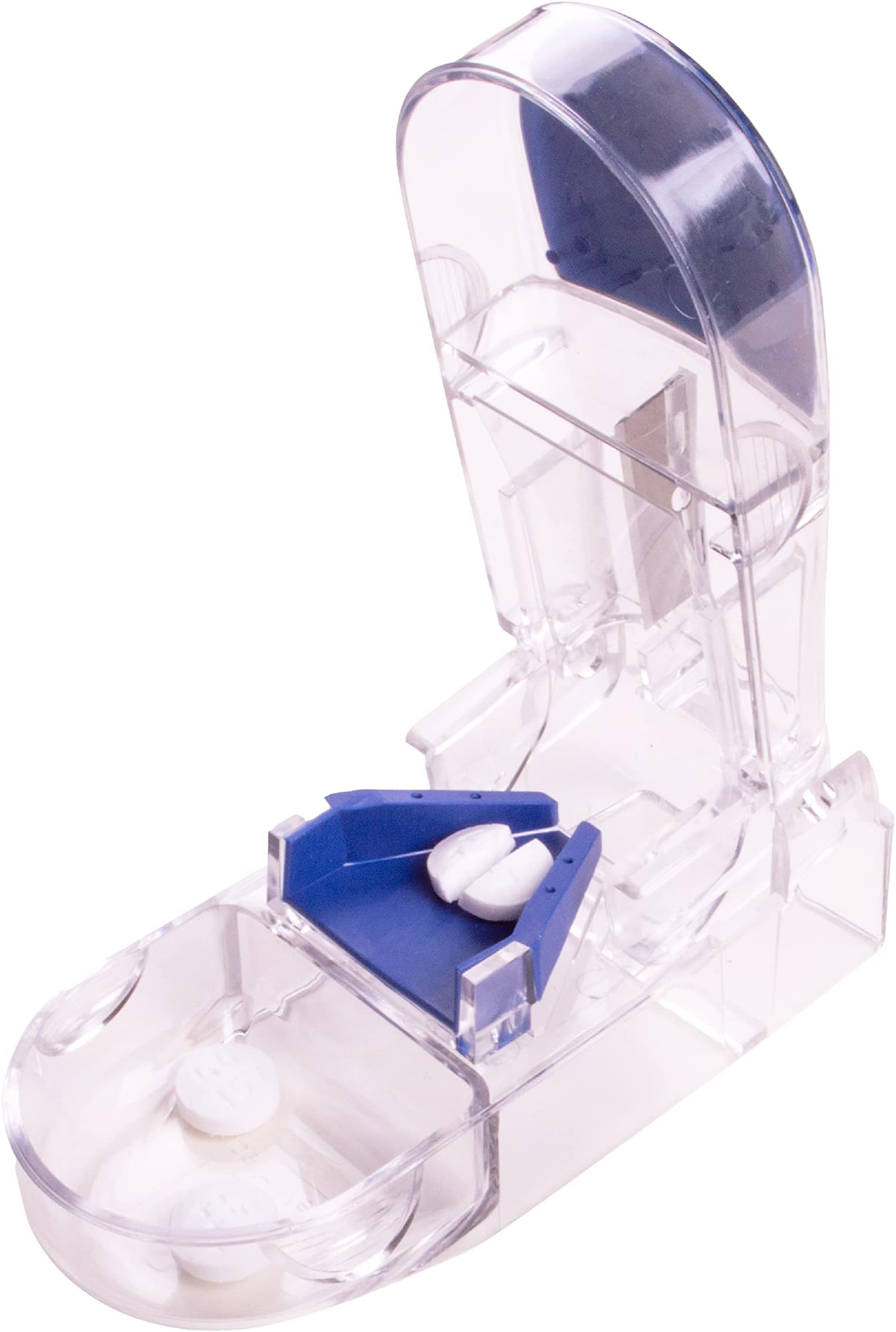 Apex Ultra Pill Cutter, Professional Medical Pill Splitter with Retracting Blade Guard, for Precise Cutting Small or Large Tablets, Vitamins, Blue/Green and Clear, 1 Count, Compact & Travel-Friendly