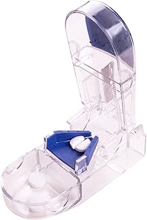 Apex Ultra Pill Cutter - Pill Splitter With Retracting Blade Guard - For Cutting Small Pills or Large Pills In Half, Blue/Green and Clear, 1 Count, Assorted Colors