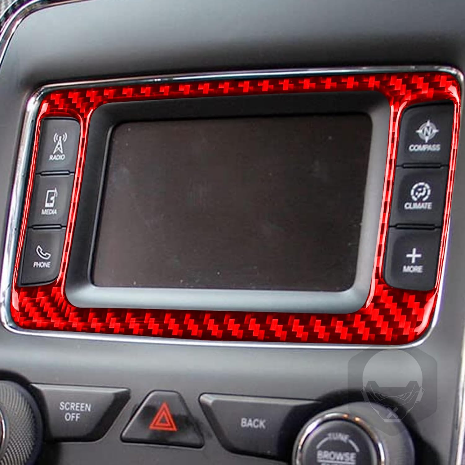 Real Soft Carbon Fiber Car Central Navigation Screen Panel Display Screen Button Frame Premium Sticker Compatible with Dodge Durango 2014-2020 Auto Interior Accessories red image 3