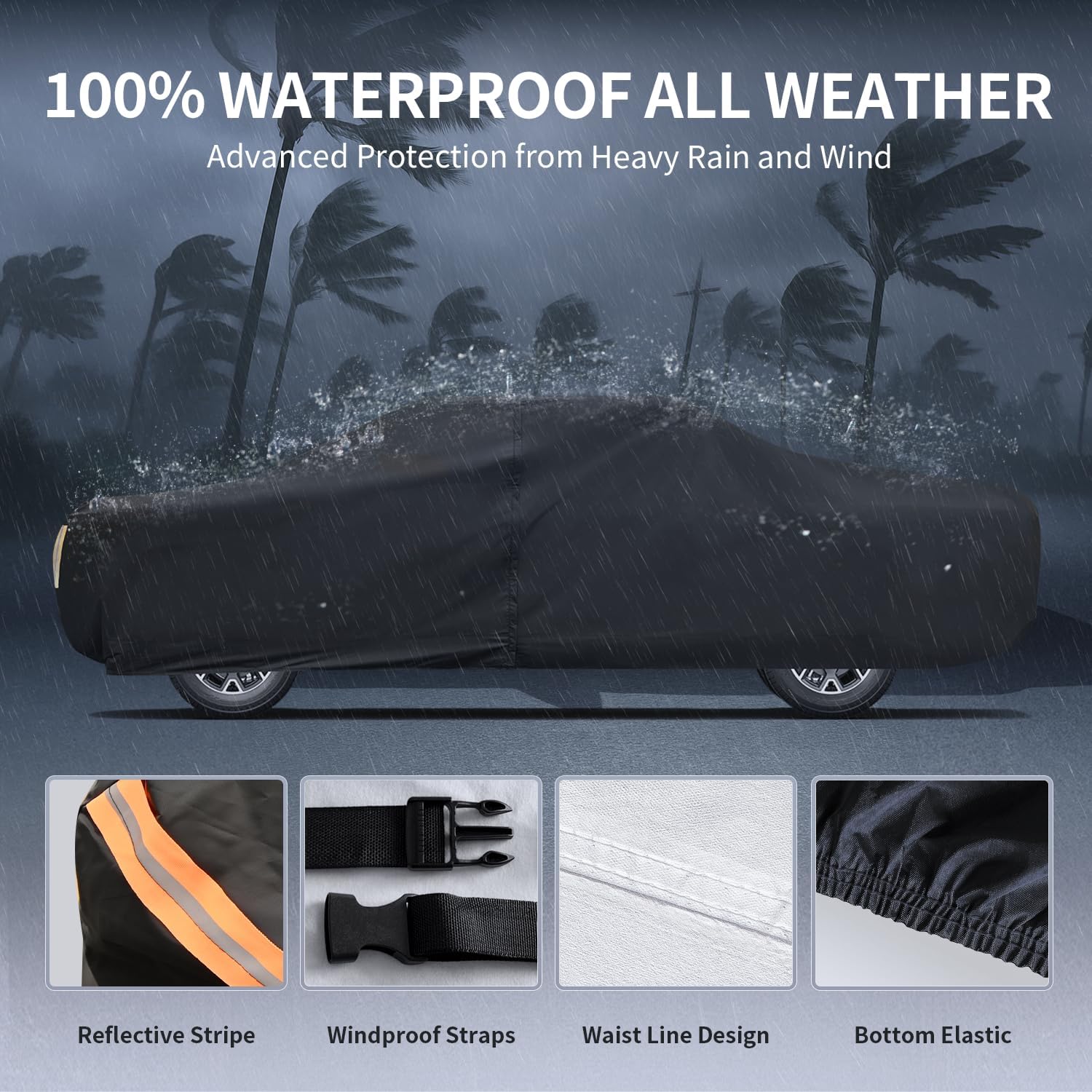 Rivian R1T Truck Cover Custom Fit 2021-2026 Crew Cab Short Bed(4.5') with Door Zipper, 10 Layers Outdoor Heavy Pickup Truck Cover Waterproof All Weather, Wind Dust Sun Protector.