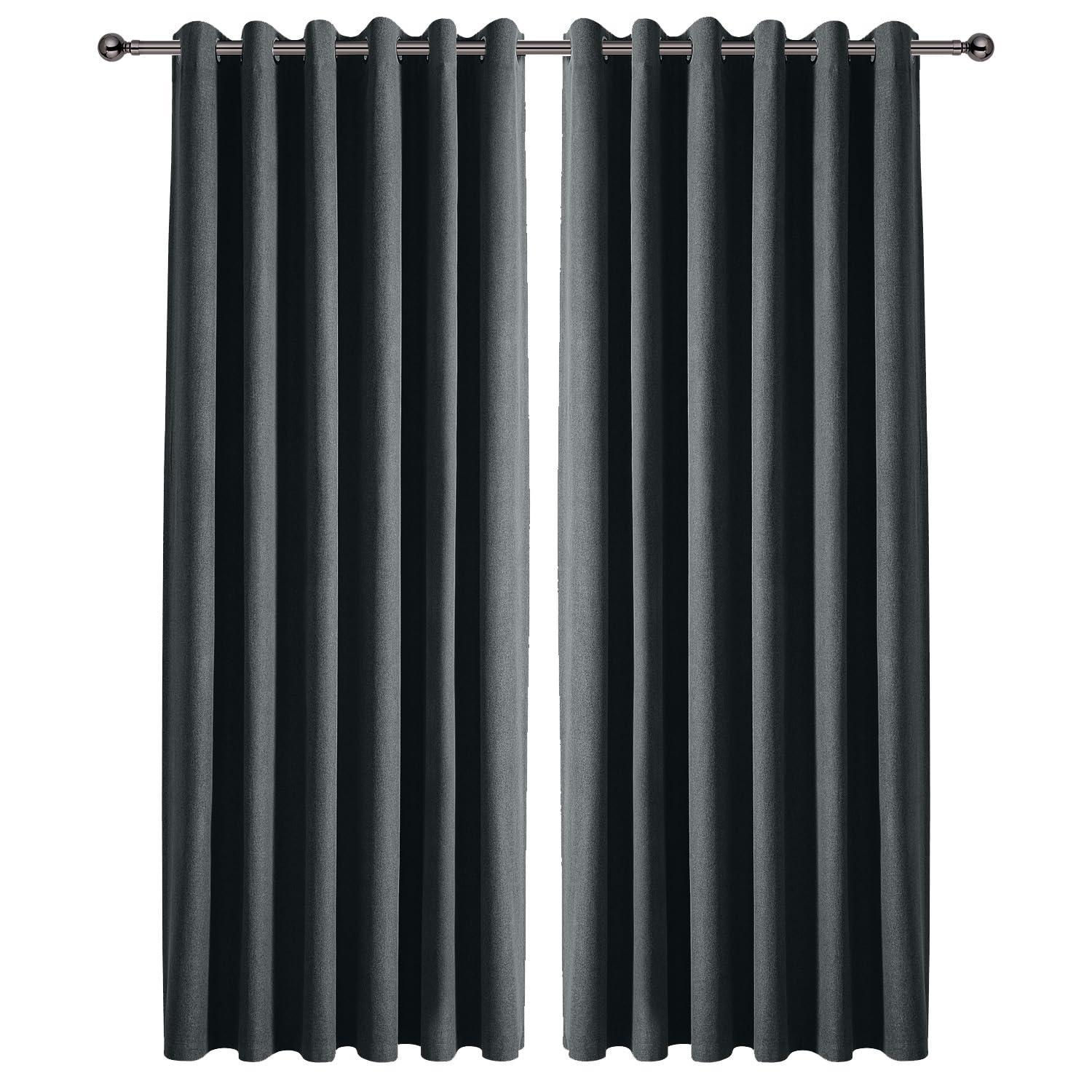 Ir Imperial Rooms Linen Charcoal Imperial Rooms 100% Blackout Curtains For Bedroom Charcoal 90X90 Inch Extra Long Faux Linen Eyelet Curtains For Living Room 2 Panels With Matching Tiebacks
