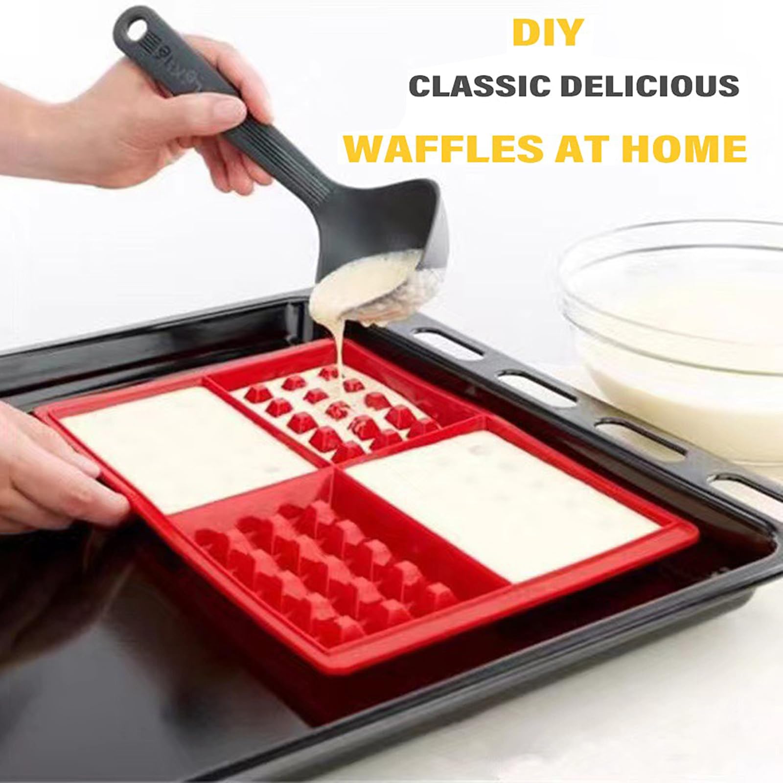 Aestm Stampo per waffle in silicone con buon rivestimento antiaderente, stampo da forno per waffle, utensili da cucina da cucina 2 pezzi