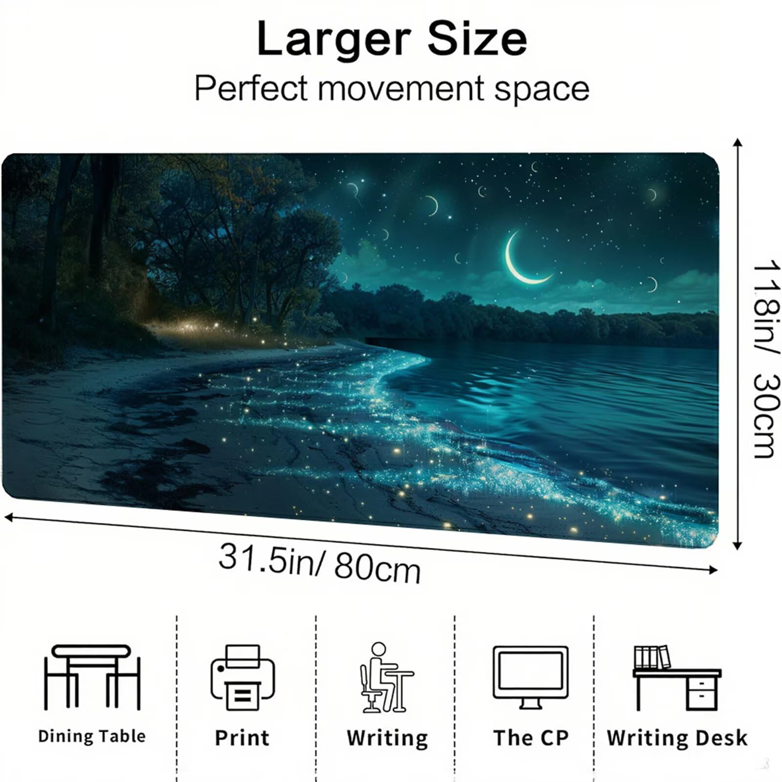 Niebieska podkładka pod mysz XXL 1400 x 600 x 3 mm plaża pod ręką akcesoria biurowe antypoślizgowa gumowa podstawa i zszyte krawędzie podkładka pod mysz dla graczy do dekoracji biura dekoracyjnego