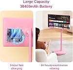 VLH 32 inch FHD Smart Portable TV, Rolling TV On Wheels,8G +128GB Storage, Android 15 OS,EDLA-Certified,Portable Touch Screen Monitor,38400mAh Battery,Removable 500W Camera (32 inch Pink) | EDLA-Certified Android 15 OS,38400mAh Battery Powered,8GB RA