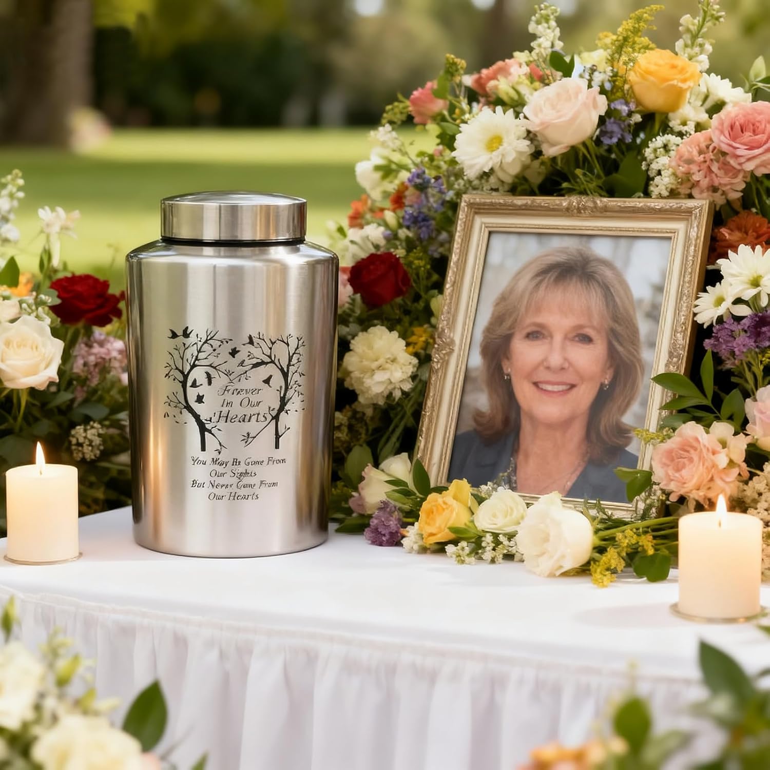 220 lbs Large Urns for Adult Male Female Ashes, Decorative Funeral Cremation Keepsake Memorial Urn for Human Women Man Mom Dad Ashes(Tree of Love) - Image 2