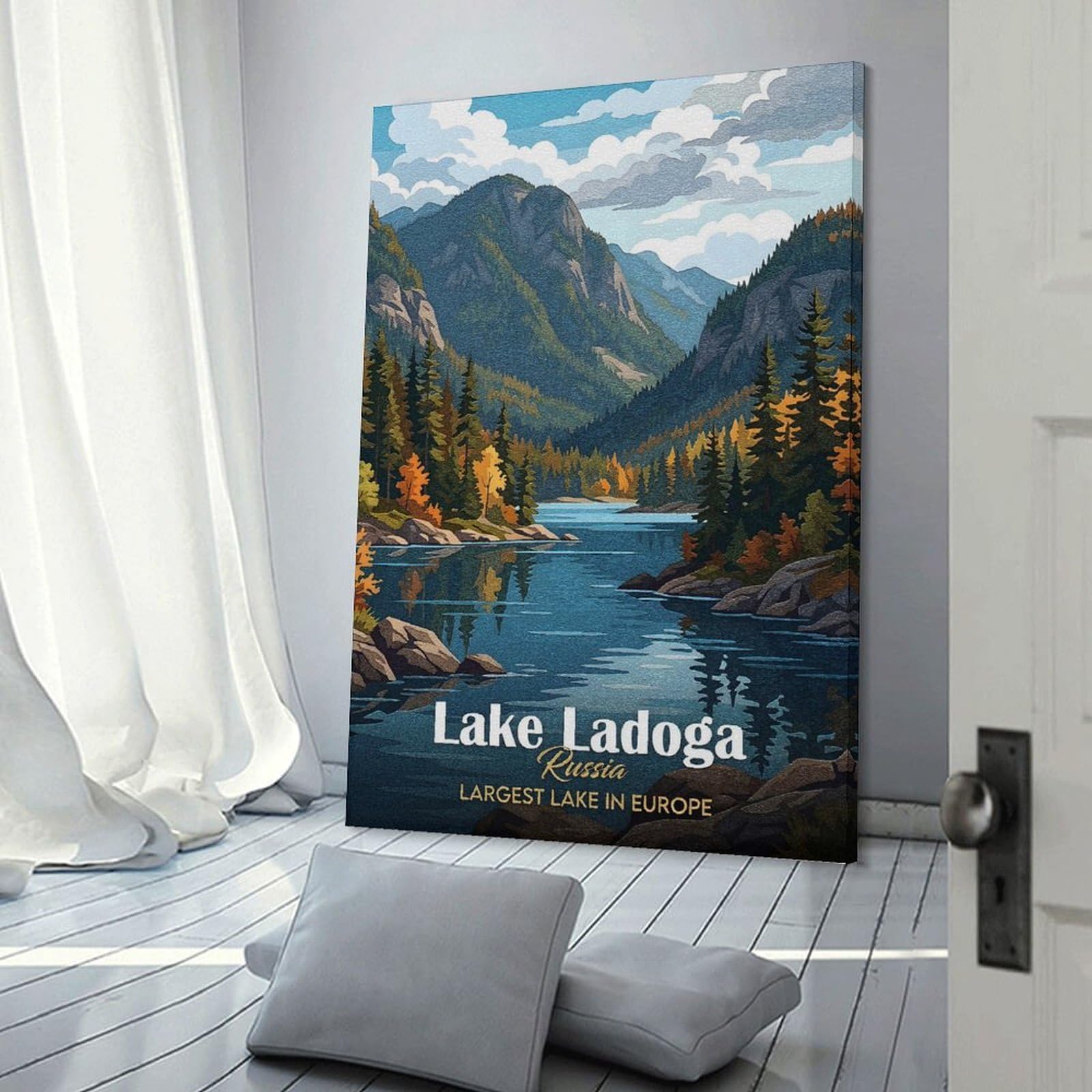 Junmoney Lake Ladoga, Russia Landscape Art Room Decor Wall Art, 20x30inch(50x75cm), for Office, Study Or Home Workspace, Decorative Artwork for Productive Spaces
