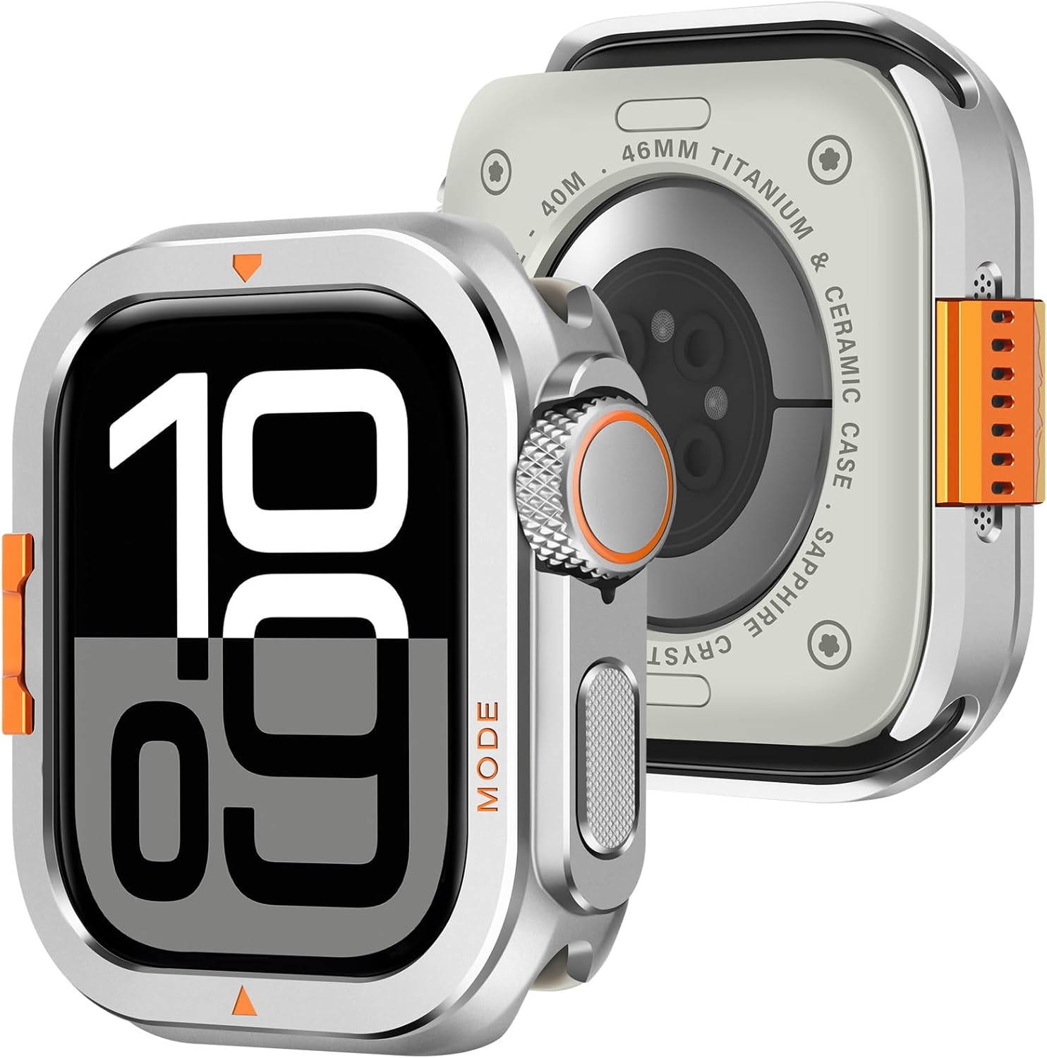 Amizee Metal Case Compatible with Apple Watch Series 11/10 46mm Case with Back Cover, Rugged Protective Bumper Cover for iWatch 46mm, Silver