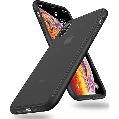 Humixx Shockproof Series for iPhone X Case/iPhone Xs Case [Military Grade Drop Tested] [Upgraded Nano Material] Translucent Matte with TPU Bumper, Protective Phone Case for iPhone X/XS - Black