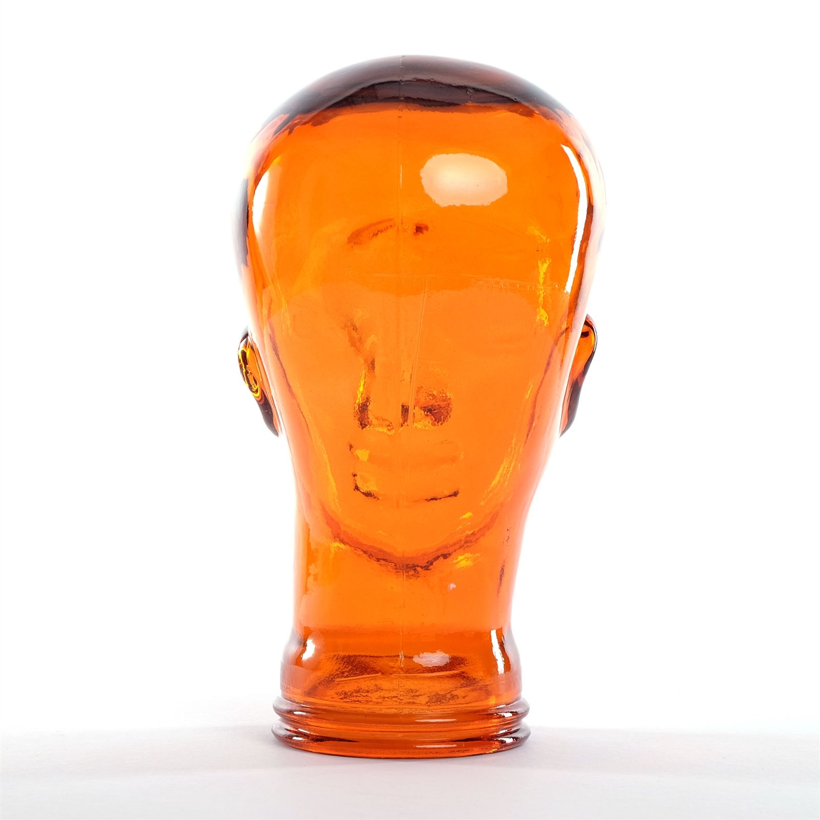 DESIGN DELIGHTS KOPFHÖRERSTÄNDER Mick | Recycling Glas, transparent orange, 29 cm | Deko Kopf