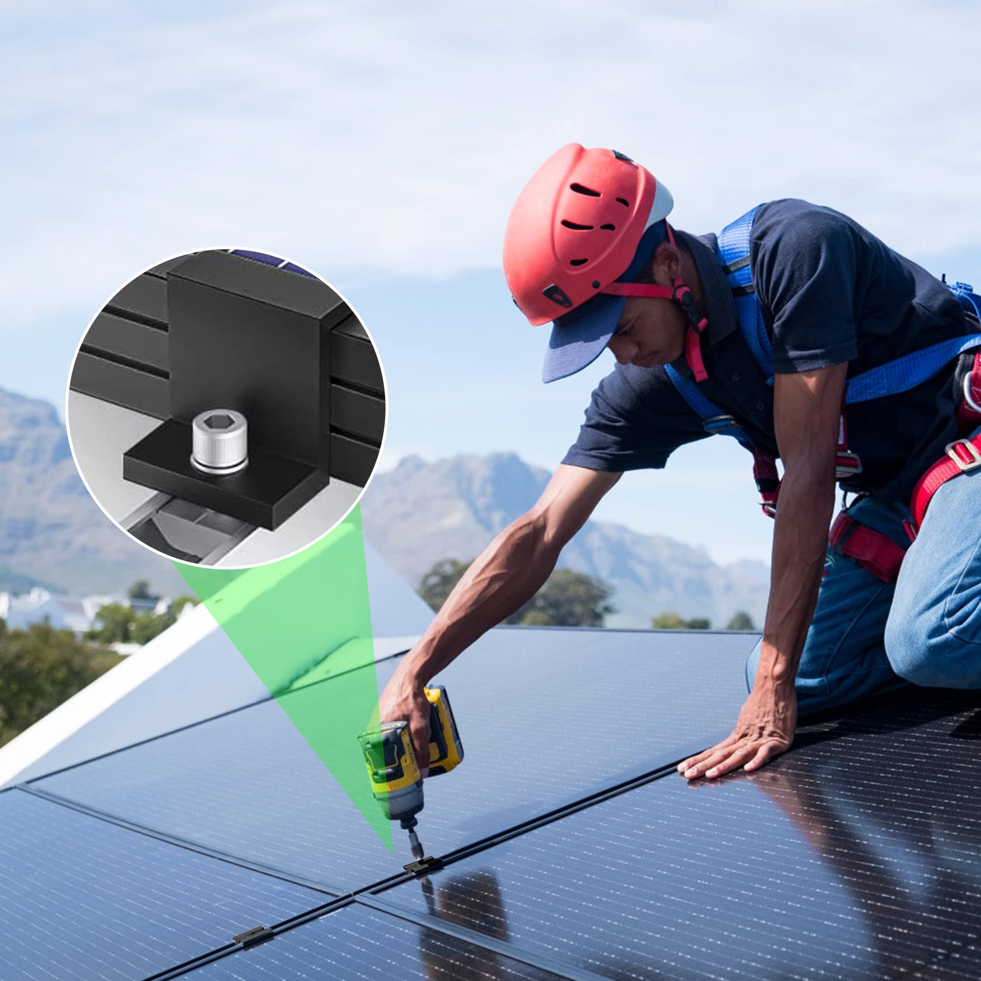 Kit De 9 Piezas Para Montar Paneles Solares - Abrazaderas De Aleación De Aluminio, 30 Mm, Color Negro