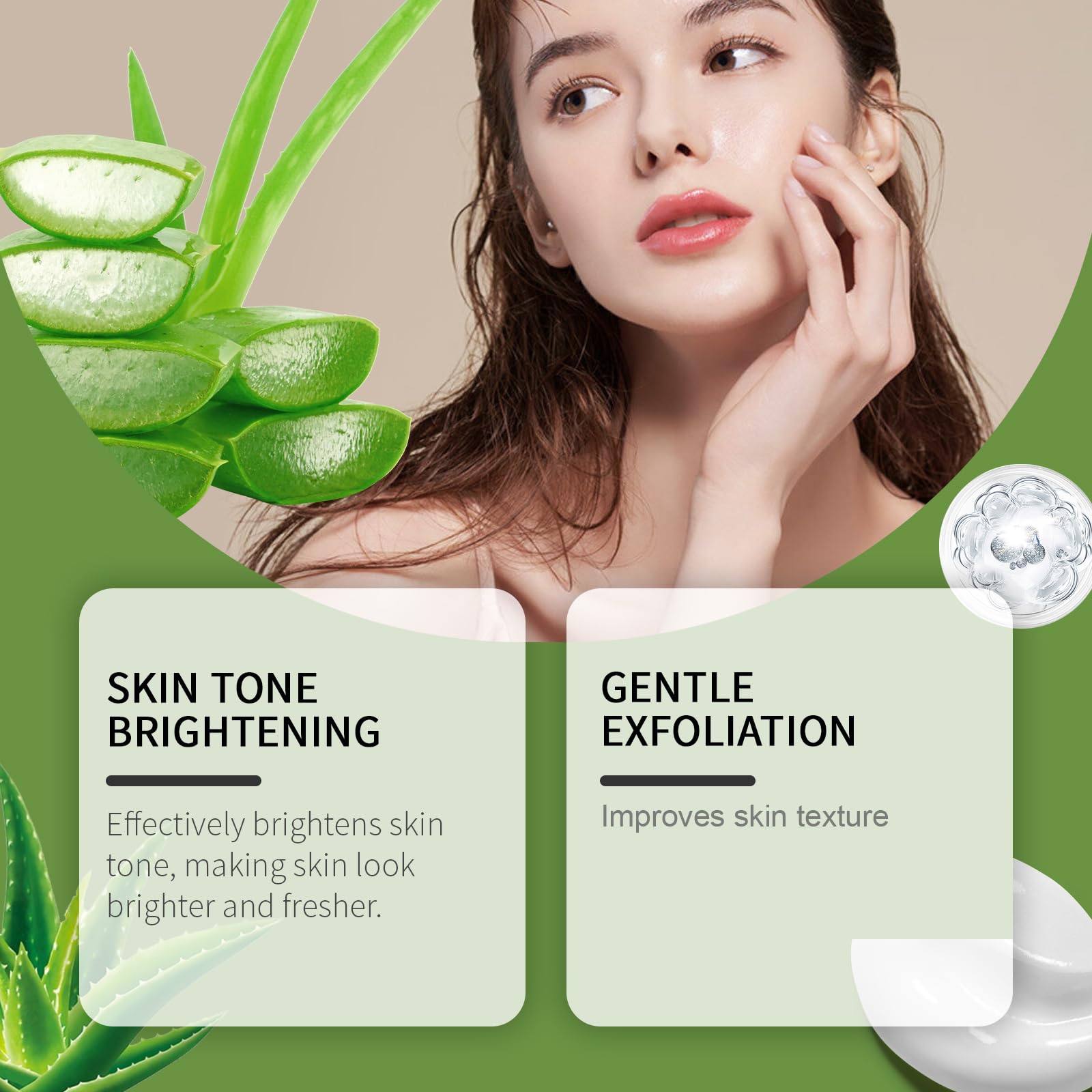 Scrub esfoliante all'aloe vera e aminoacidi, peeling delicato per viso e corpo per collo e spalle, illuminante e restringente, migliora la pelle secca e ruvida. Esfoliante viso quotidiano. (6 pezzi)