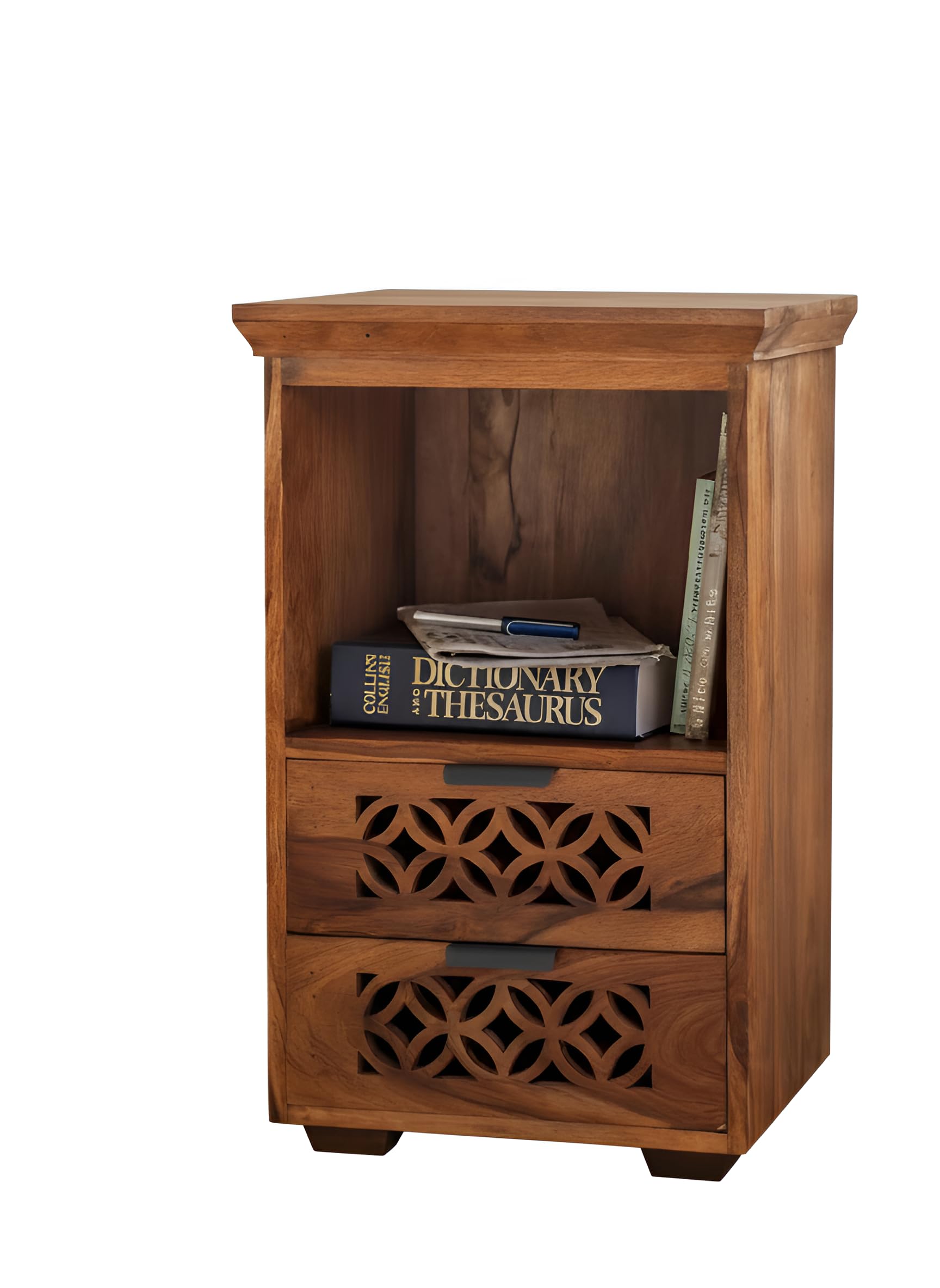 DRYLC Furniture Wooden Bed Side Table | Solid Wood End Table | Side Table for Bed Room | Colour Finish - Teak Finish-image-9