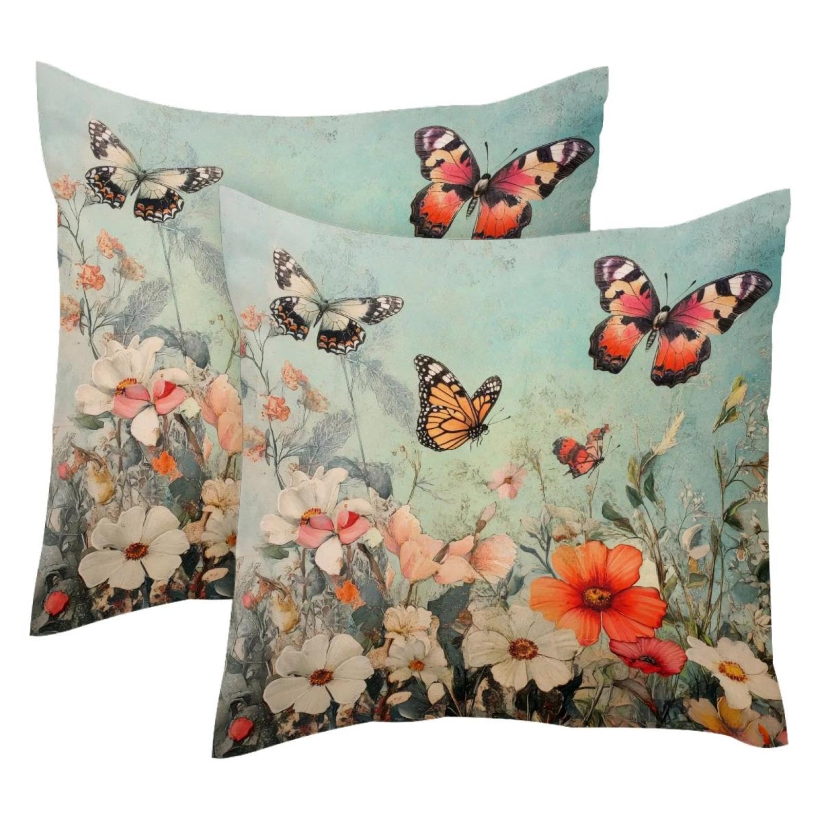 Housses de coussin velours doux motif papillon 50x50 cm durables