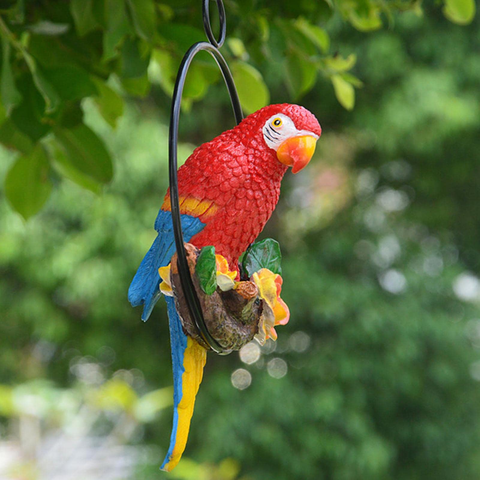 Statua da Giardino Pappagallo Ondato - Giallo-Verde- Uccello -Figura Animale