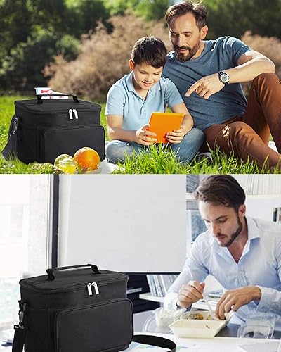 Miniatura 7 de M-YOUNG Lonchera grande para adultos, bolsa térmica suave para hombres y mujeres, reutilizable, a prueba de fugas, con correa de hombro ajustable