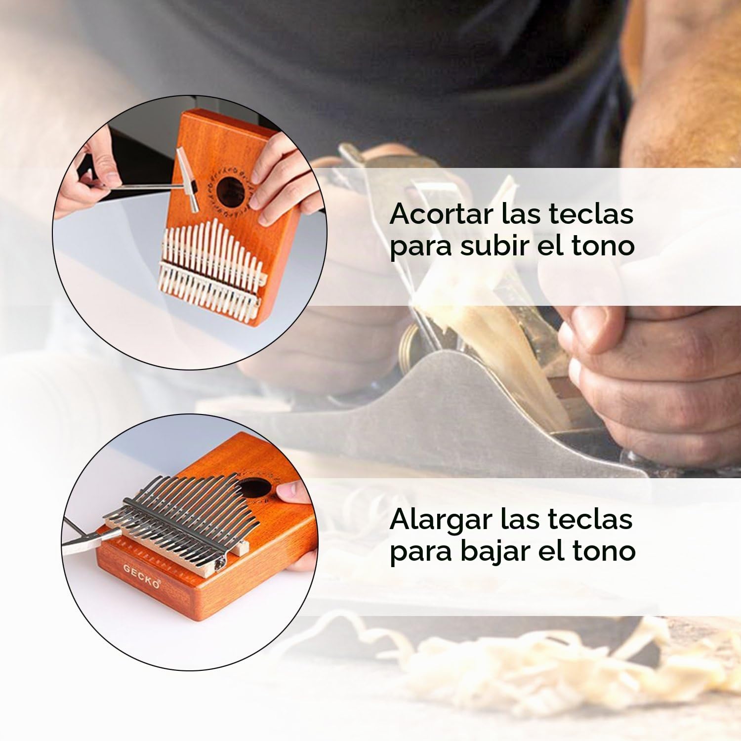 GECKO Kalimba 17 Keys Thumb Piano builts-en caja de protección EVA de alto rendimiento, martillo de afinación e instrucción de estudio.