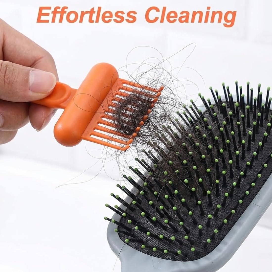 2 Piezas Herramienta Limpiadora de Cepillos para el Cabello, 2-en-1 Cepillo Limpiador de Peines, Elimina Cabello y Polvo para Uso en Casa y Salón - 5