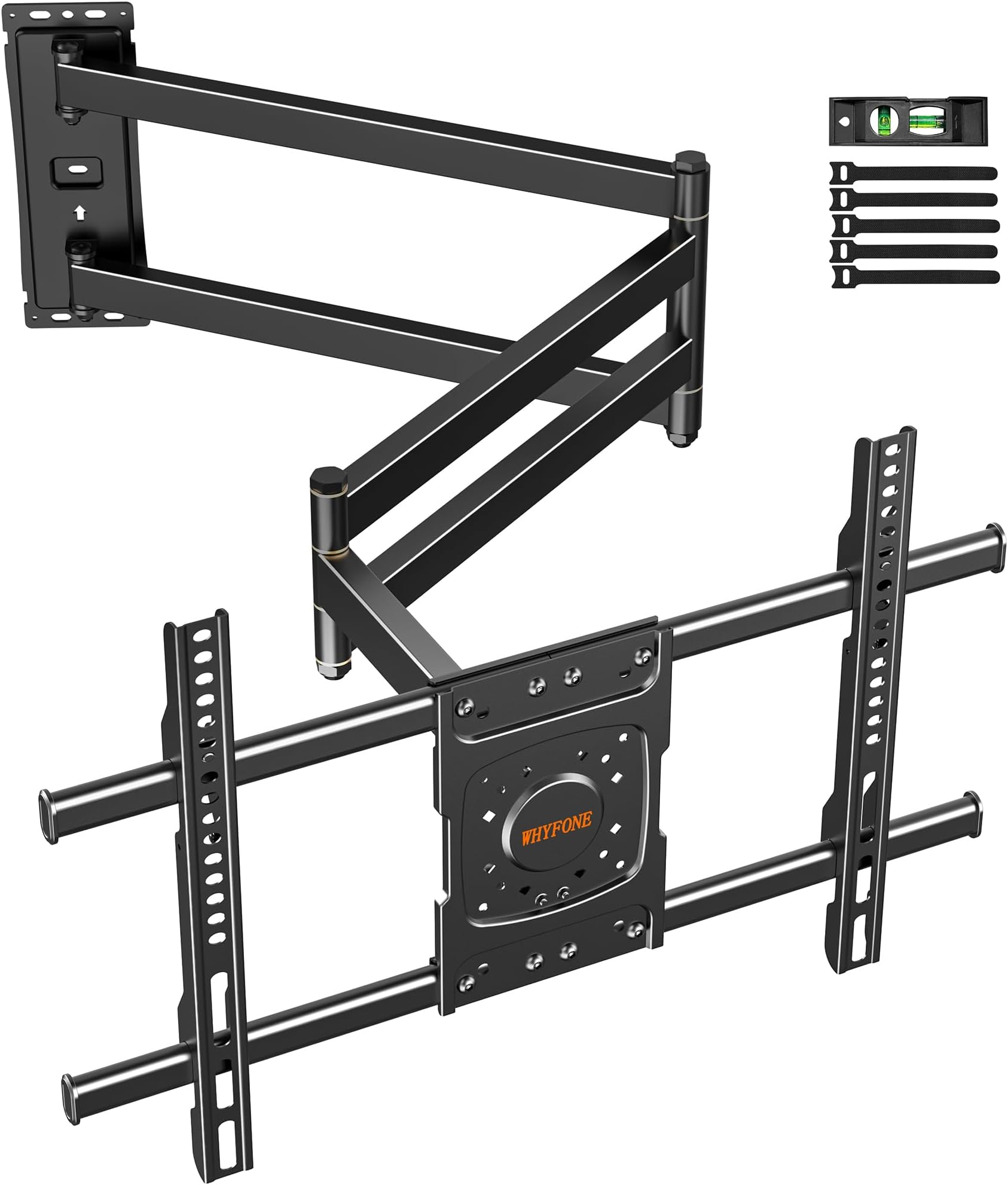 TV Wall Bracket with 1016mm Long Arm for 37-75 Inch TVs, 3 Folding Arms Full Motion Corner TV Wall Mount with Extension Swivel Tilt Extend max. VESA 600x400mm up to 45kg