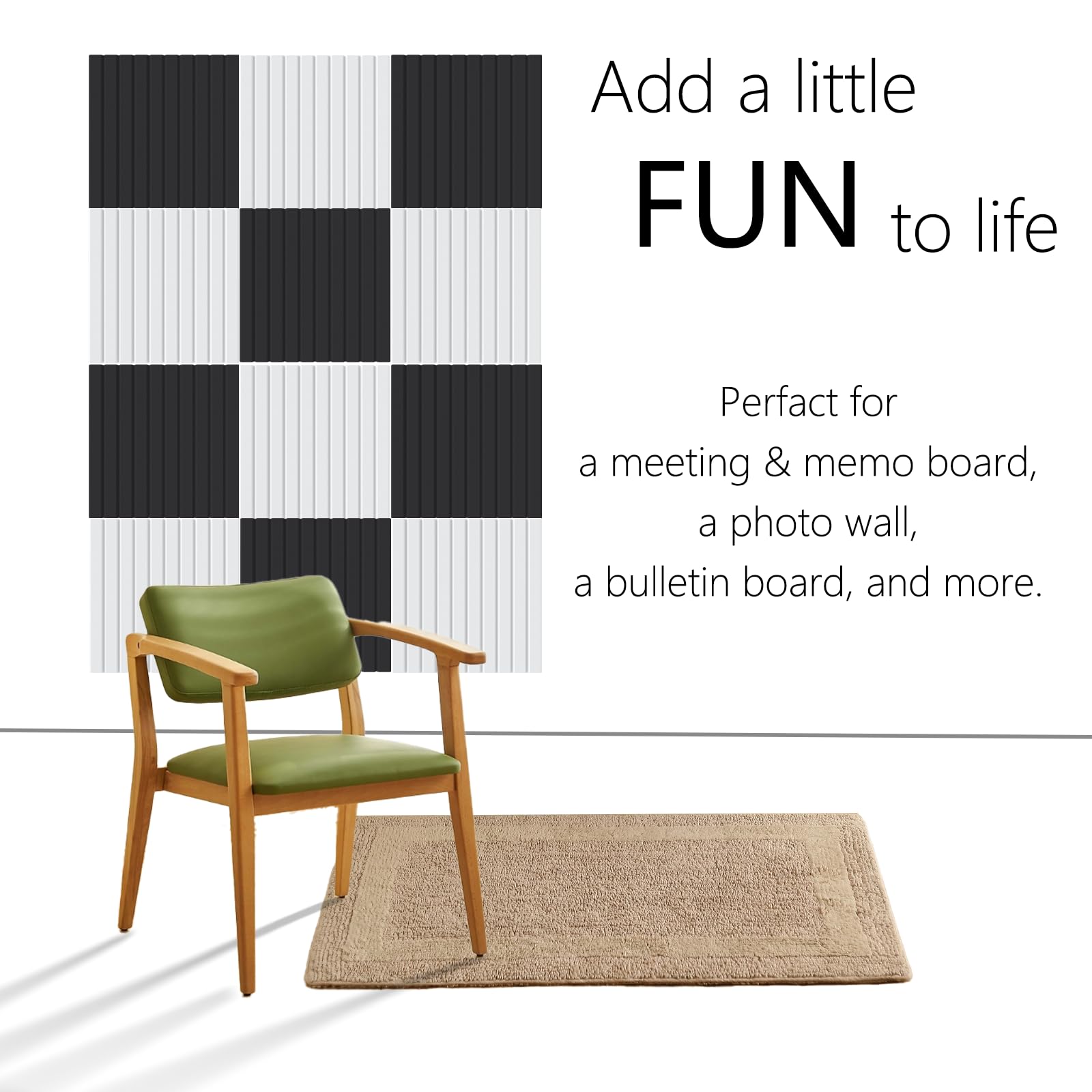 Large Black Felt Pinboard Bulletin Boards Pegboard Wall Tiles, 12"x12 - View #9