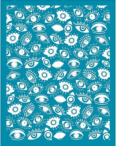 OLYCRAFT Plantillas de arcilla con tema de ojos de 4 x 5 pulgadas, pantalla de seda para ojos psicodélicos, para arcilla polimérica, plantillas de