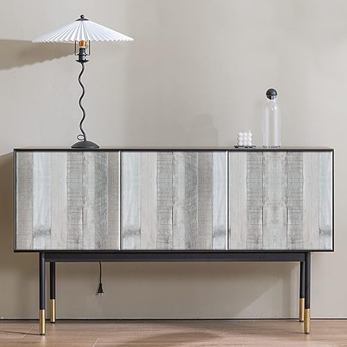 Miniatura 5 de WENMER Papel tapiz de madera gris de 17.71 x 1181 pulgadas, papel tapiz autoadhesivo de tablones de madera para armarios, estantes de cocina,