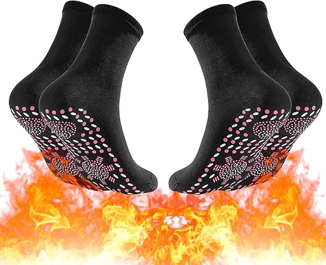 2Pairs Self Heating Socks,Thermal Socks for Men and Women Breathable Anti-Freezing Winter Warm Foot Comfortable Heated Socks for Hiking Skiing Camping Running Fishing Outdoor Activities
