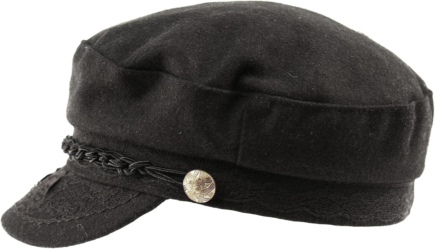 Men's Greek Fisherman Sailor Fiddler Winter Wool Driver Hat Flat Cap