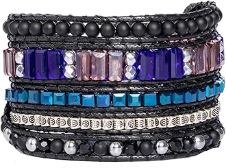 YGLINE Natural Stone Wrap Bracelet for Women Boho Bracelets Healing Crystal Beaded Bracelet Adjustable 3/5 Wraps Bracelet Handmade Birthday Gifts for Women