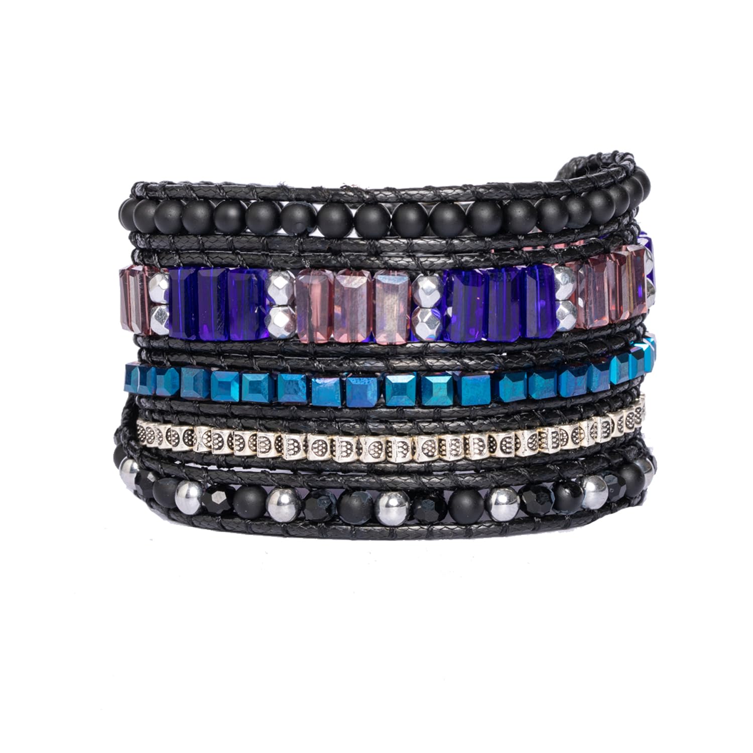 YGLINE Natural Stone Wrap Bracelet for Women Boho Bracelets Healing Crystal Beaded Bracelet Adjustable 3/5 Wraps Bracelet Handmade Birthday Gifts for Women