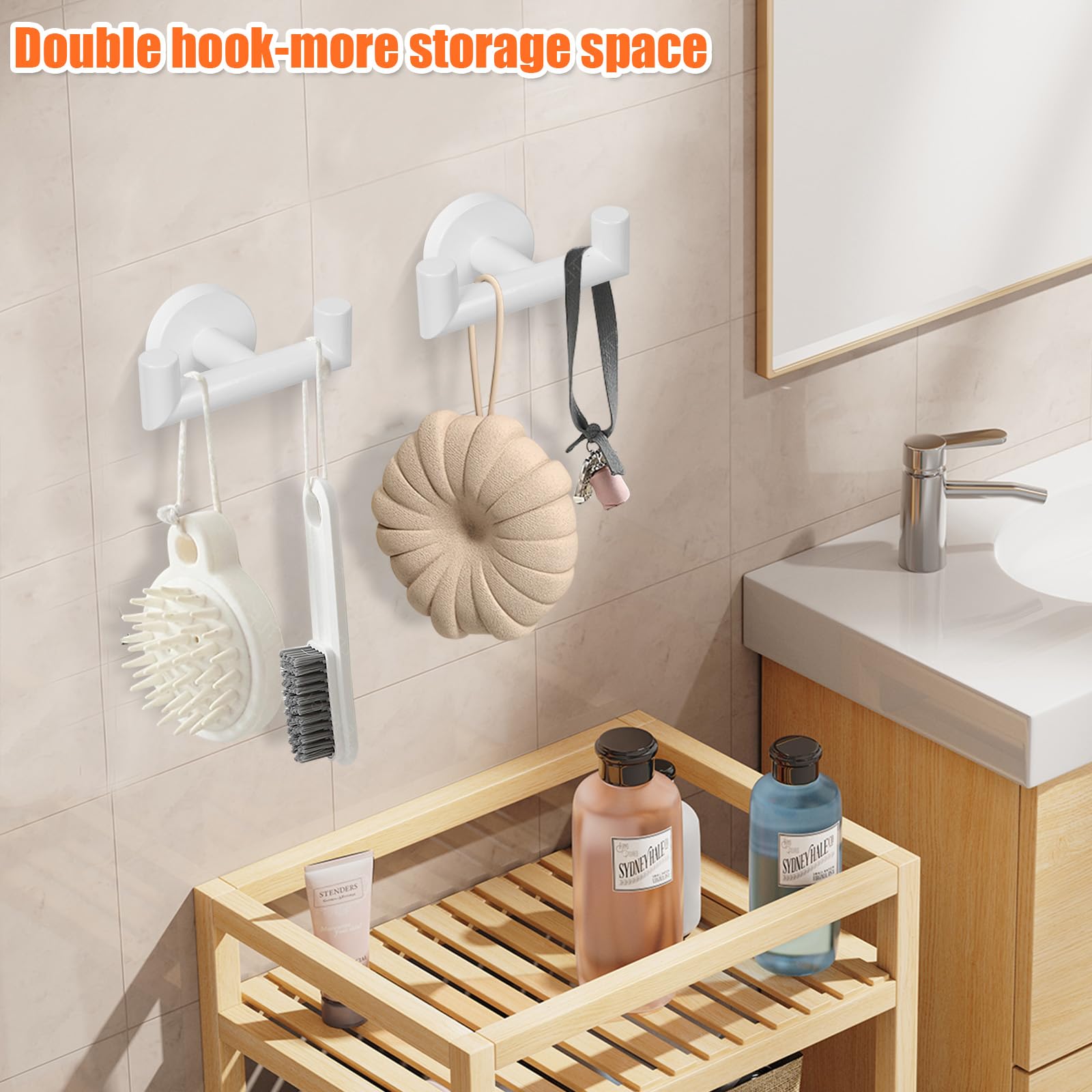 YUET Door Hooks,Double Metal Coat Hooks Wall Mounted - Image 2