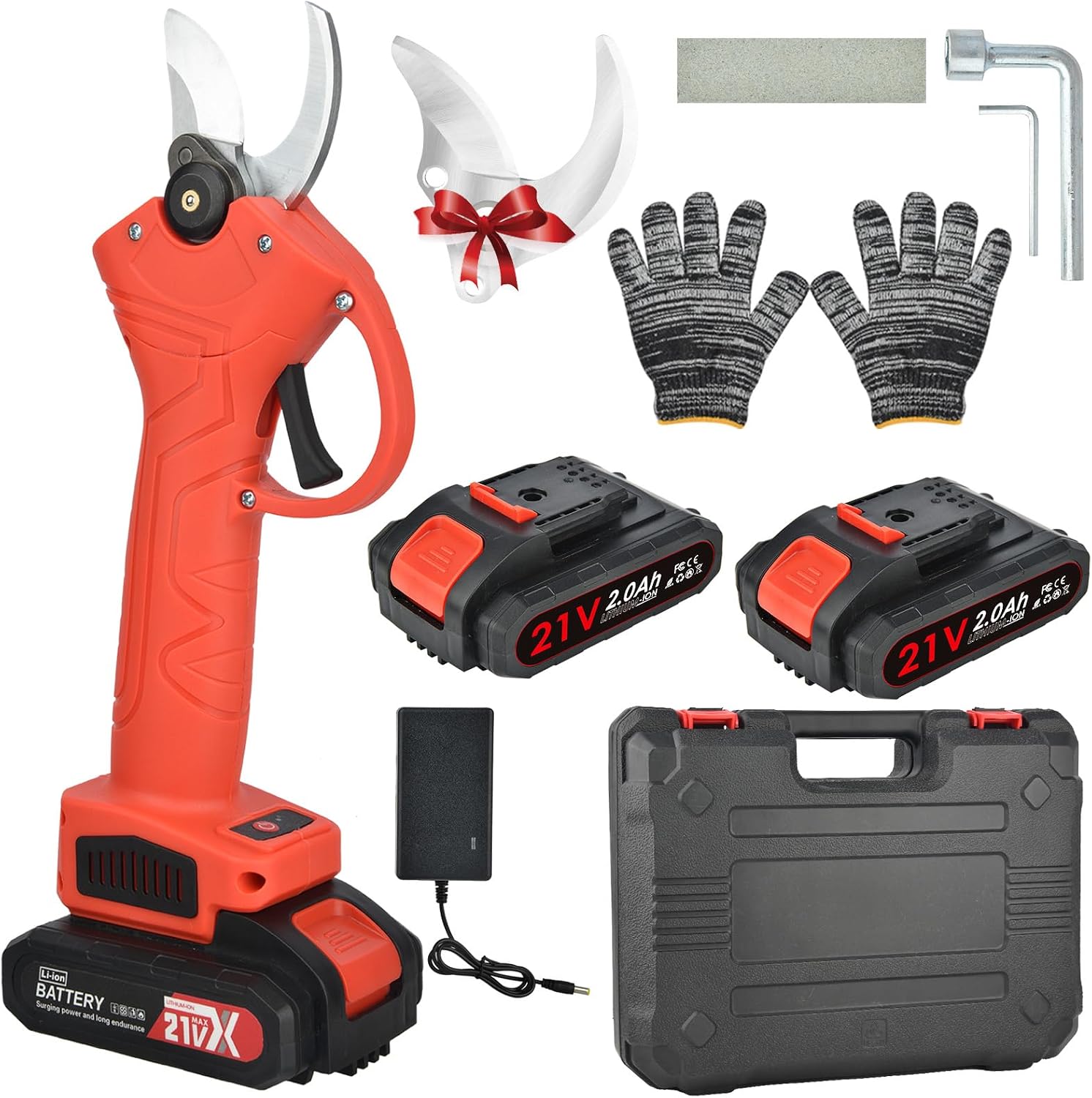 Tijeras de Podar Electricas 30MM,Tijeras Rama Inalámbrico con 2x2000mAh Bateria,Tijeras de Podar Bateria Profesional con Motor Brushless para JardineríA, Árboles Frutales, Parques