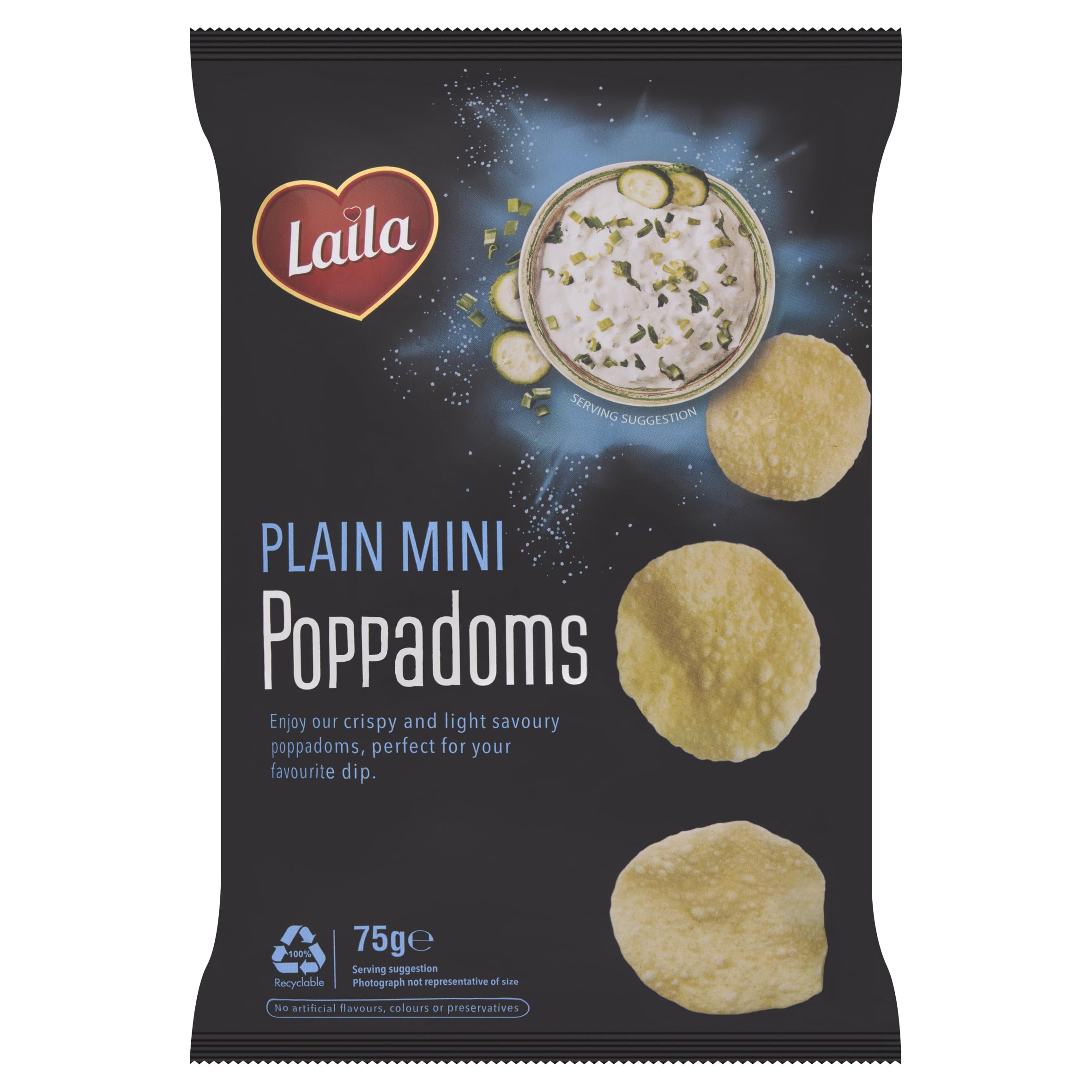 Laila Plain Poppadoms 80g