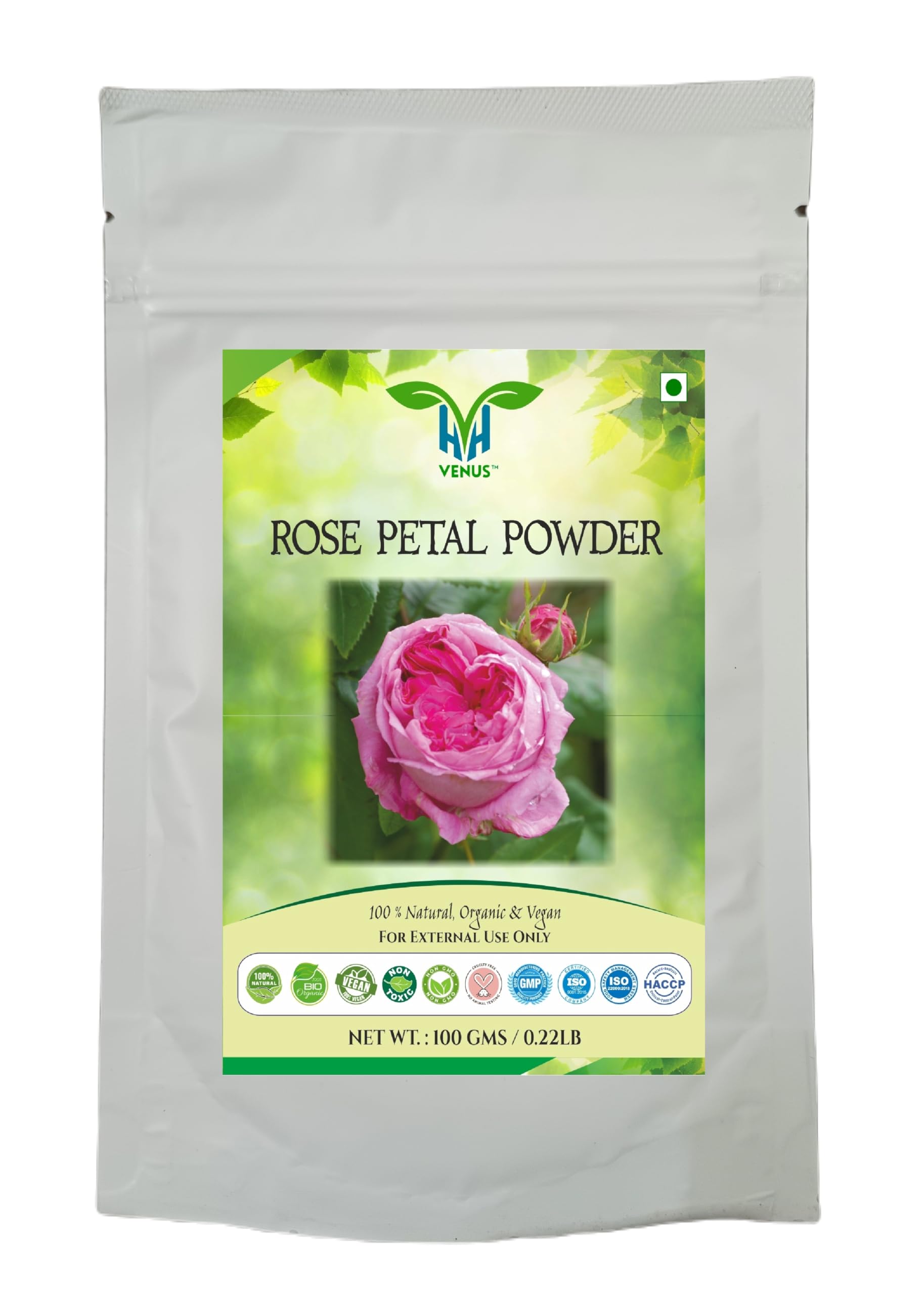 VENUS Unisex Rose Petal Powder For Face & Skin | Helps In Skin Care | Natural - 100% Ground Rosa Damascena Flower Petals (100 Grams)