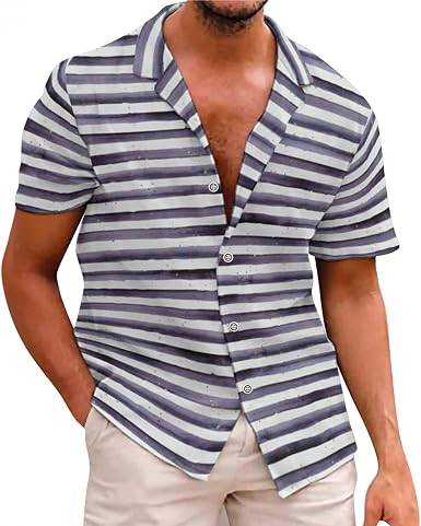 Amazon.com: Camisa de lino para hombre, camisas hawaianas para hombre,  manga corta, floral, casual, con botones, para playa, para vacaciones, para  verano, : Ropa, Zapatos y Joyería