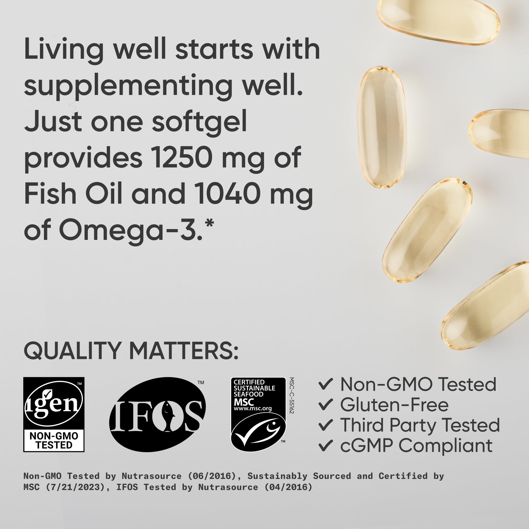 Sports Research® Omega-3 Fish Oil 1250mg from Wild Alaska Pollock,180 Count — Amazon image 4