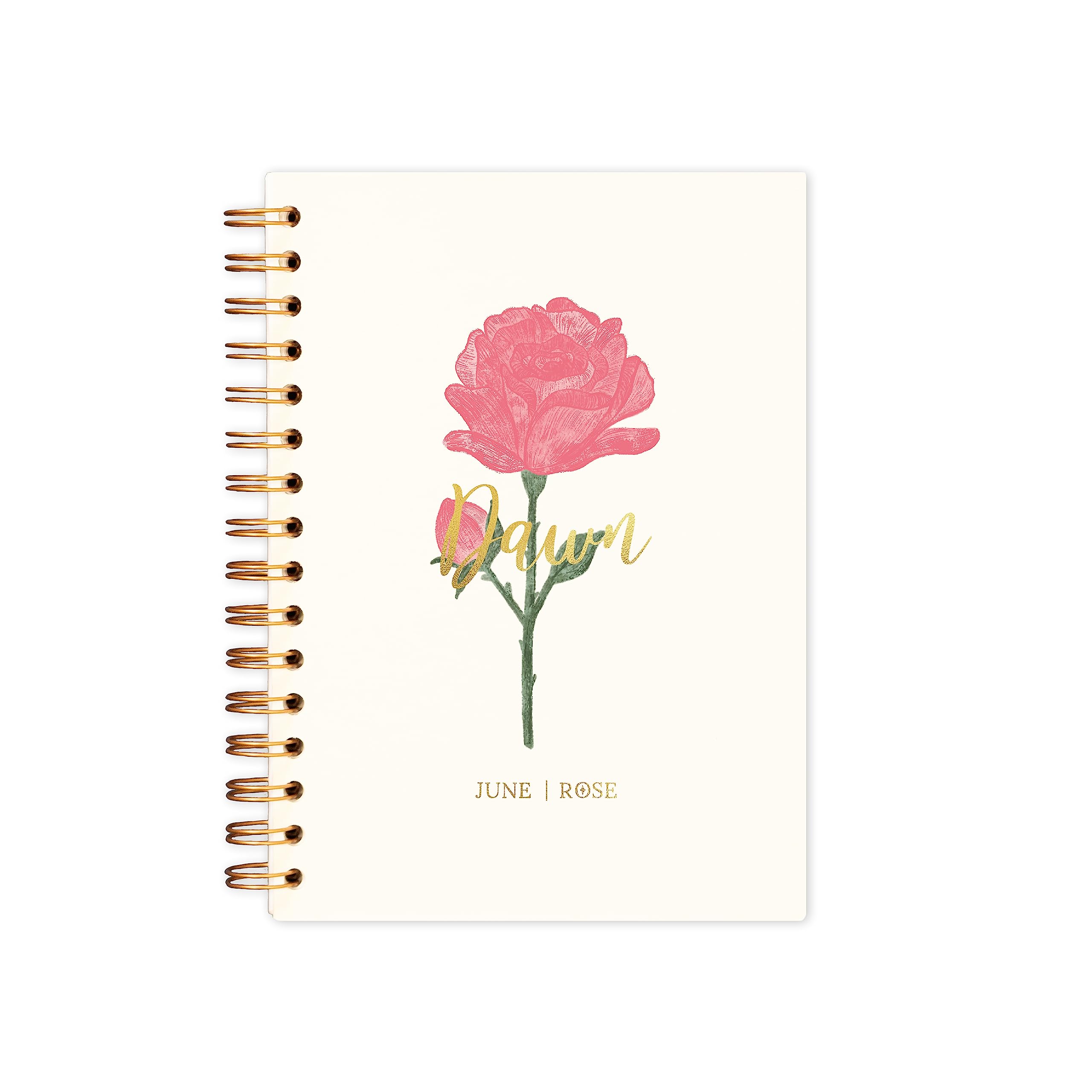 Manta Makes Birth flower personalised notebook | personalized journal with birth month flower | birthday gift for her birth flower gift custom notebook (Lined paper, June)