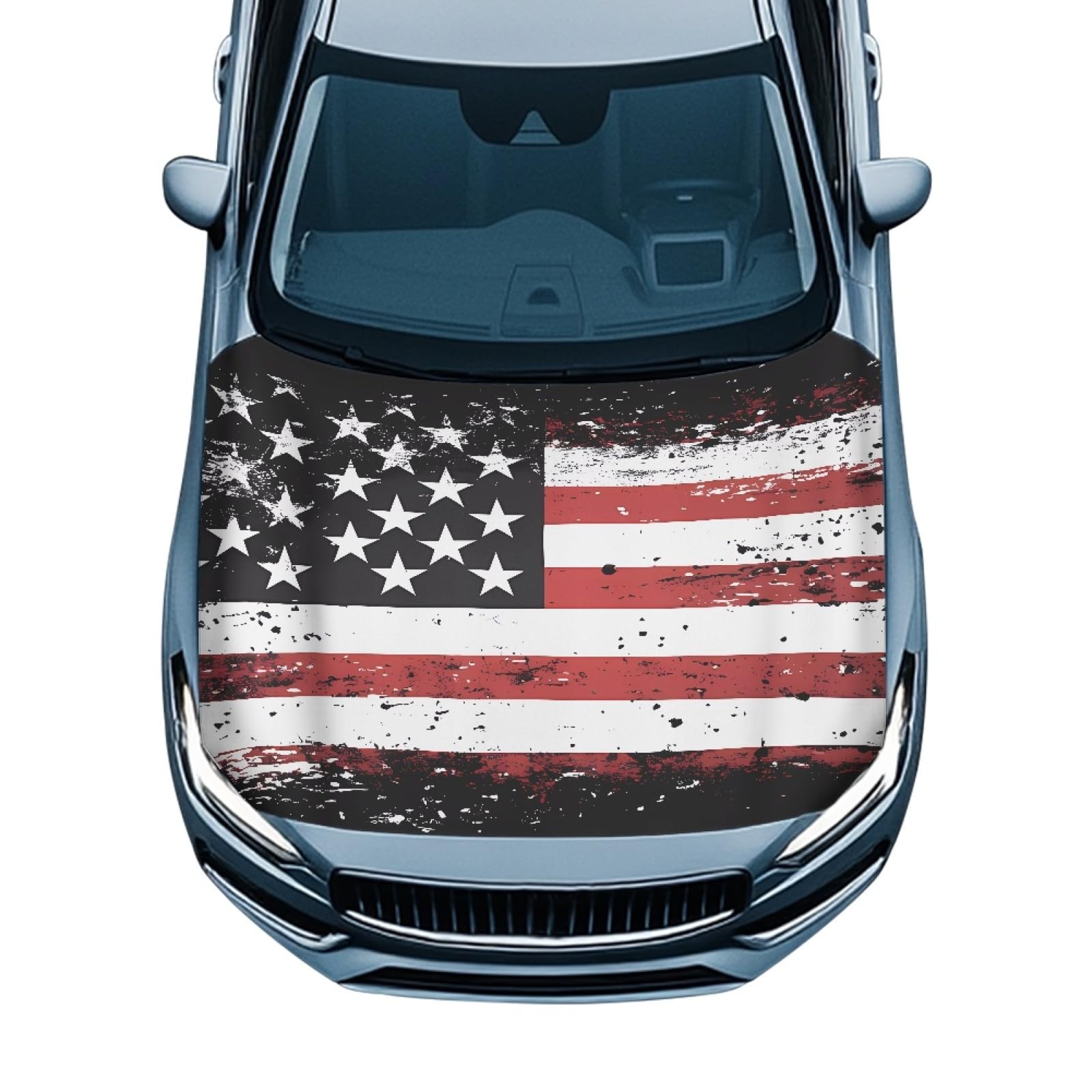 USA Flag American Hood Flag Cover Stretch Polyester Fabric Cover Car Hood Cover Protector Easy Installation Removable Automotive Accessories Suitable for Cars