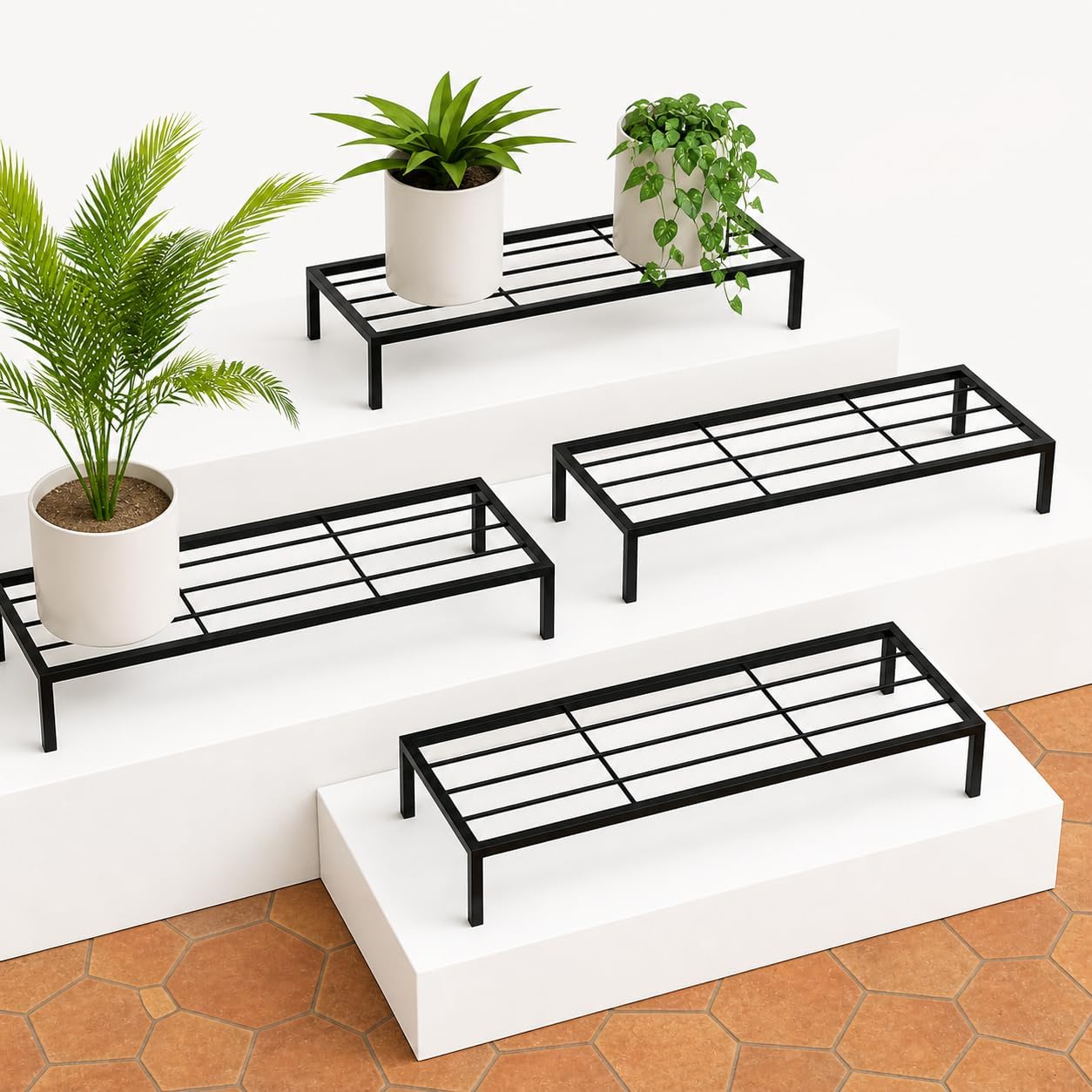 NAYRA Thick Long Metal Stand Black Color Set of 4 for Heavy Planters |Anti-Rust Pot Stand for Outdoor & Indoor Planters Garden Stand | Plant Stands for Balcony Decoration (set of -4)-image-34