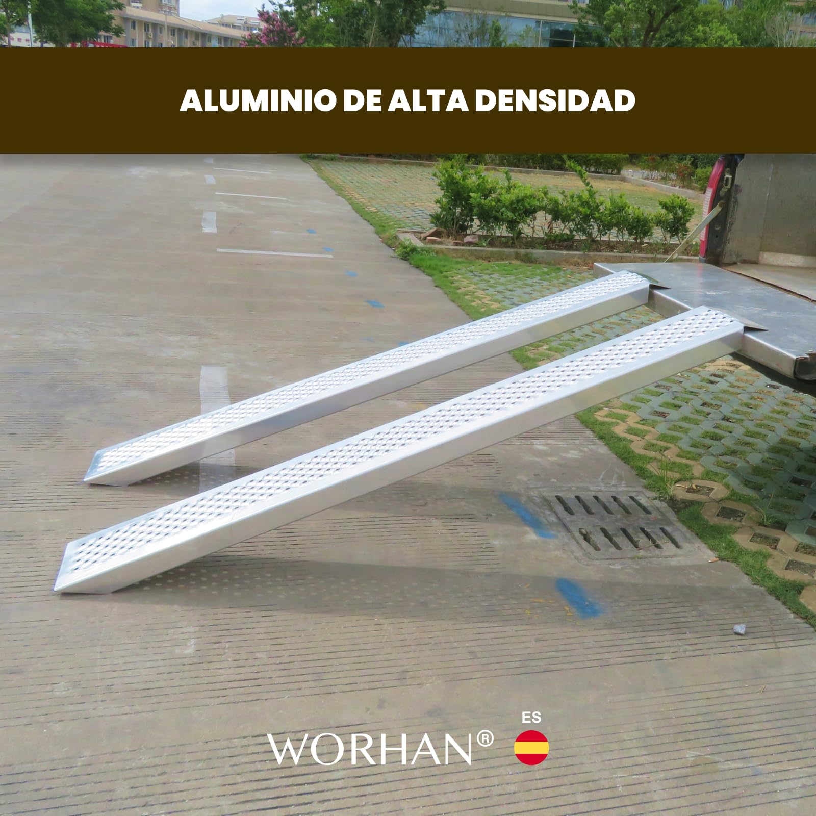 Rampa WORHAN de Carga 200cm Resistente Tractor Motocicleta Remolque Aluminio hasta 1000kg LR7H