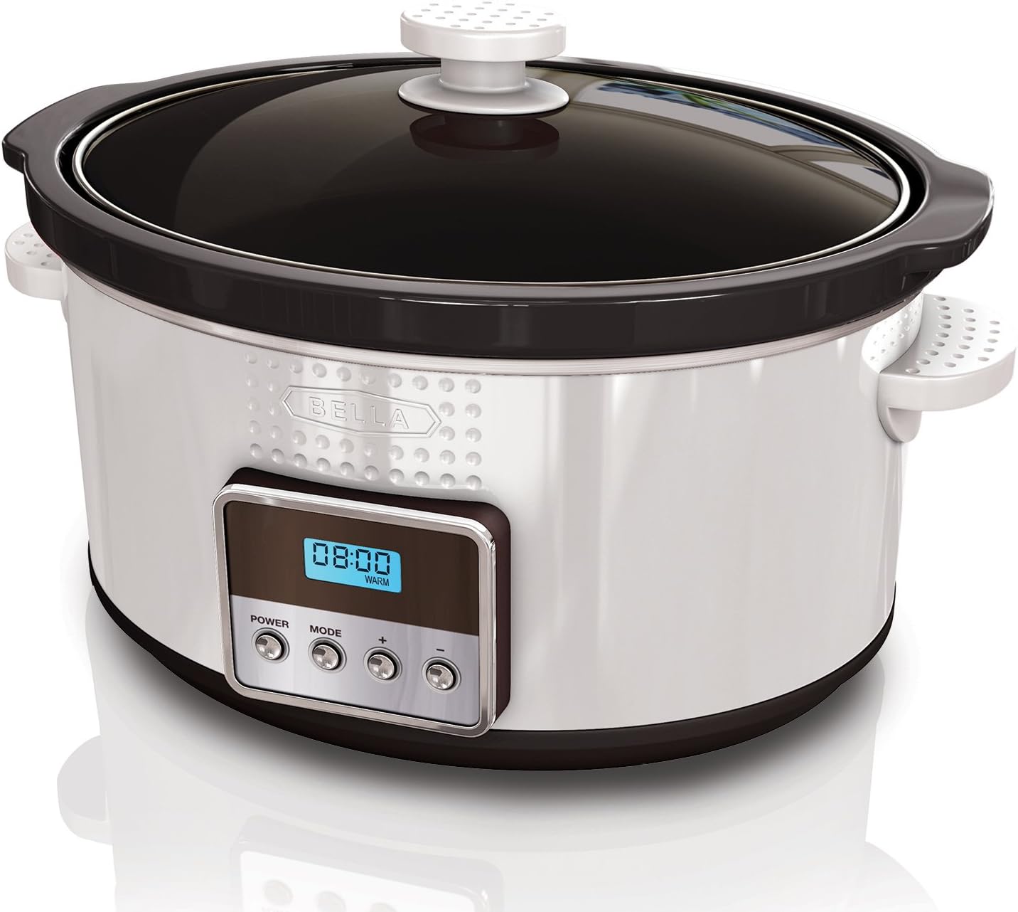BELLA 13994 Dots Collection Programmable Slow Cooker, 5-Quart, White