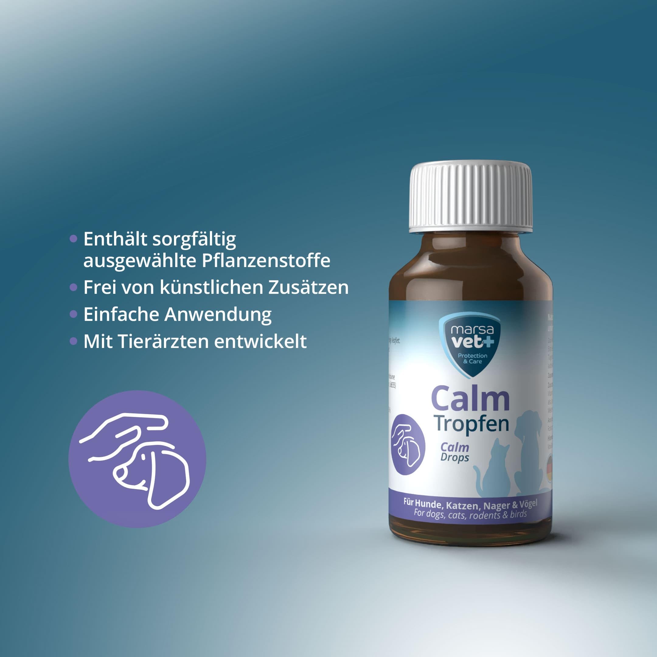 Marsavet+ Calm Natural Calming Drops with Catnip for Dogs Cats, Rodents and Birds, Gentle Support for Stress Fireworks - Image 2